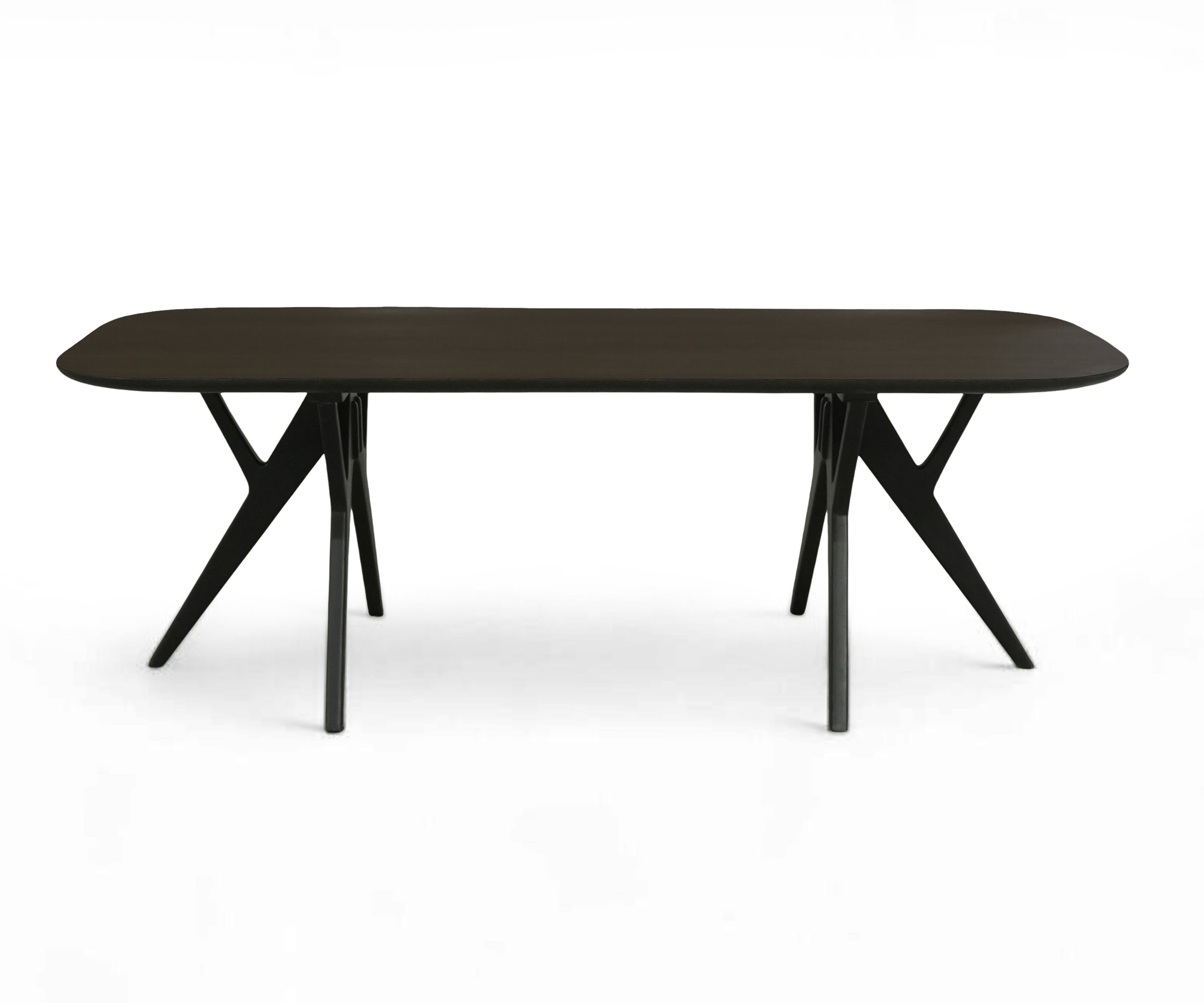 Modern Black 8 Seater Dining Table with Sculptural Trestle Base