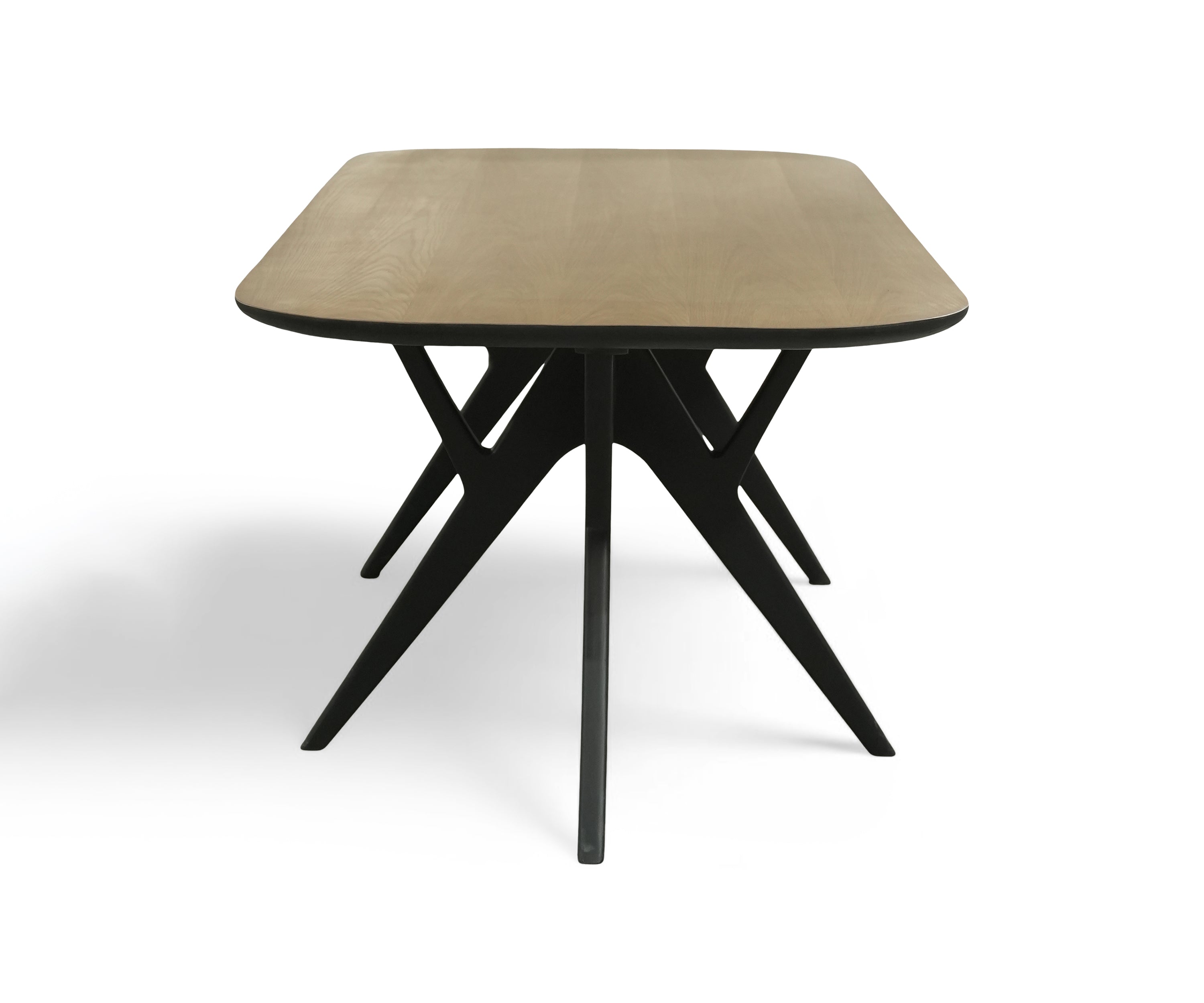 Modern 8-Seater Dining Table with Natural Wood Top & Black Trestle Base