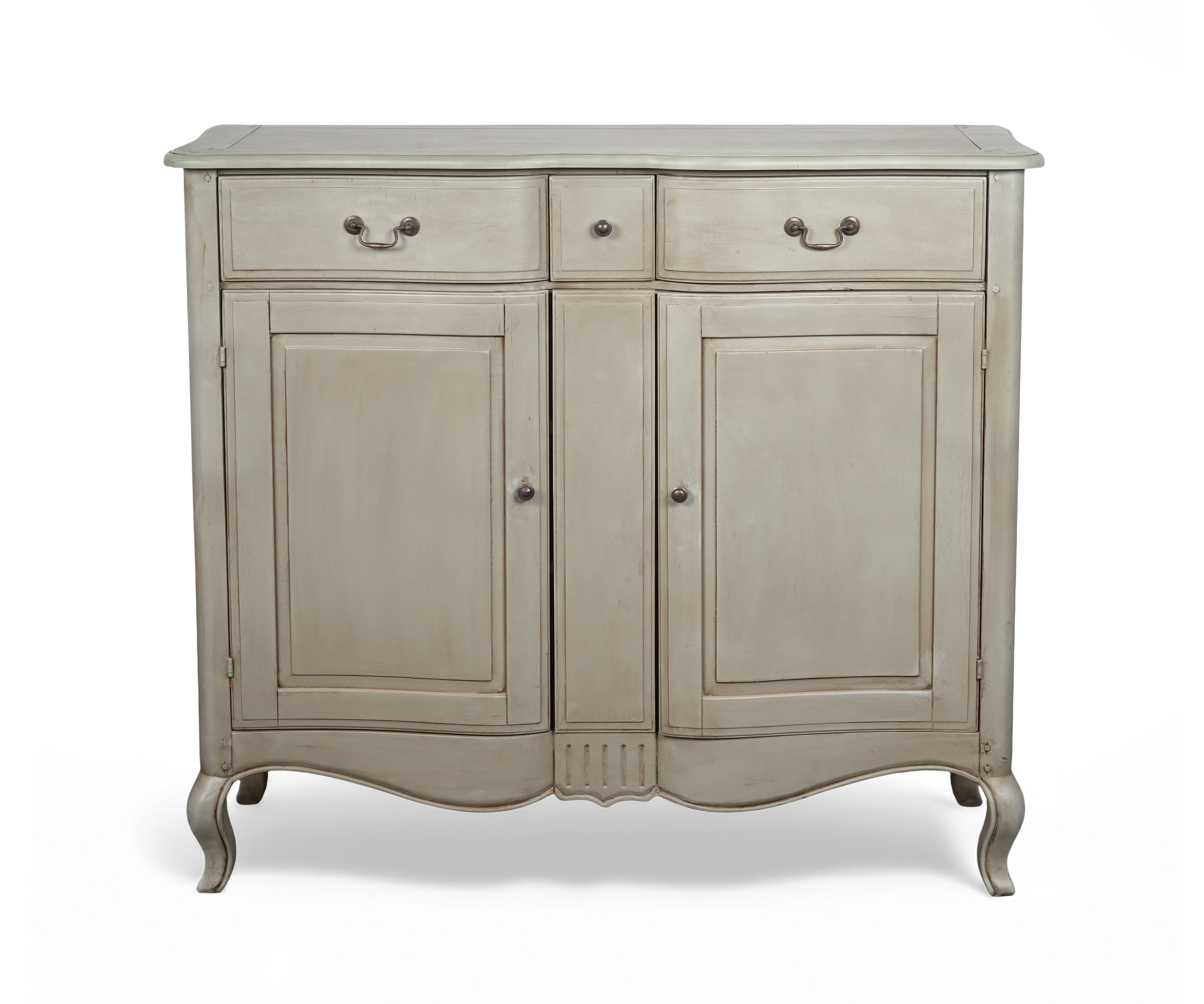 Gustavian Ivory Acacia Wood Sideboard Cabinet with Drawers