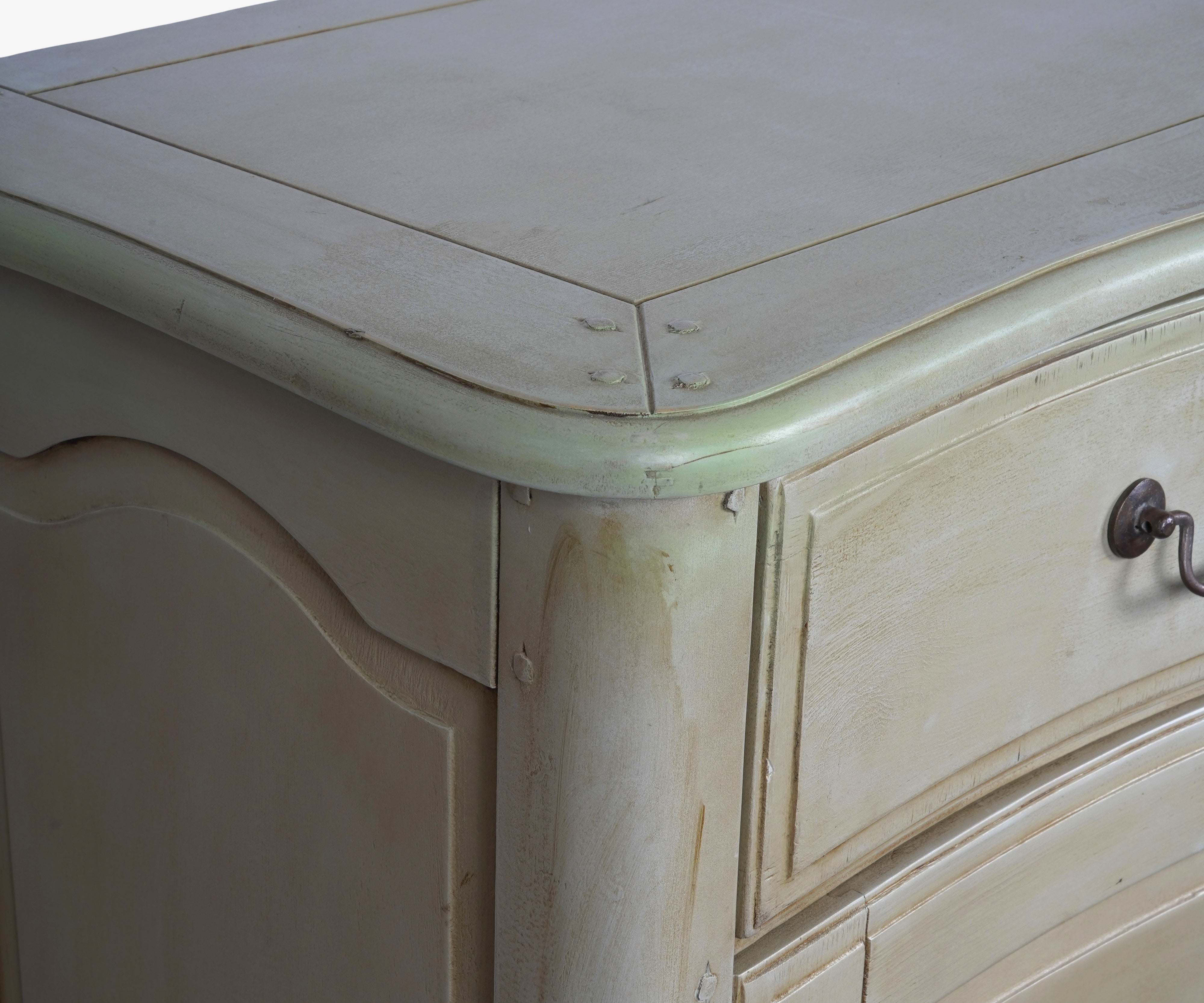 Gustavian Ivory Acacia Wood Sideboard Cabinet with Drawers
