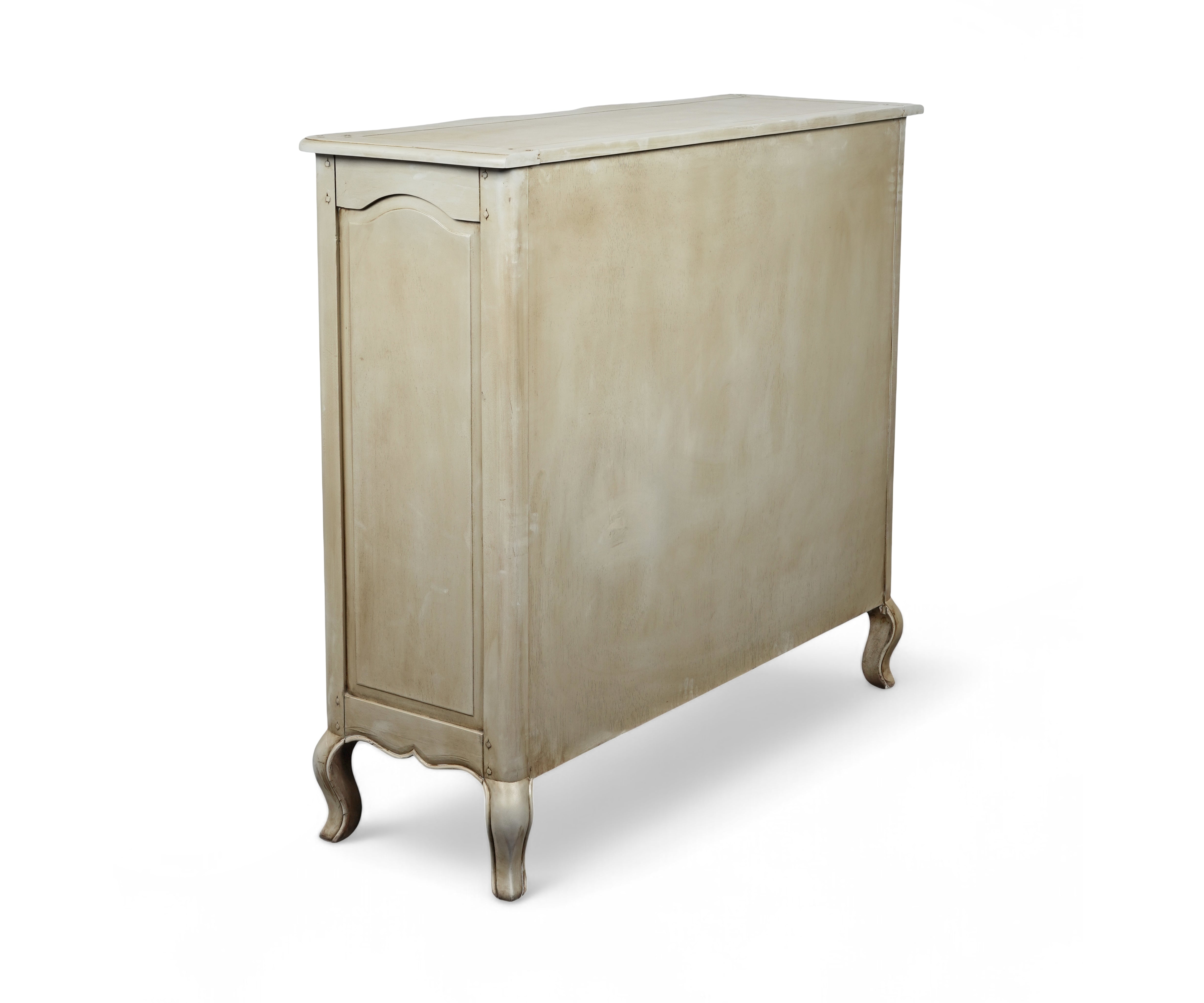 Gustavian Ivory Acacia Wood Sideboard Cabinet with Drawers