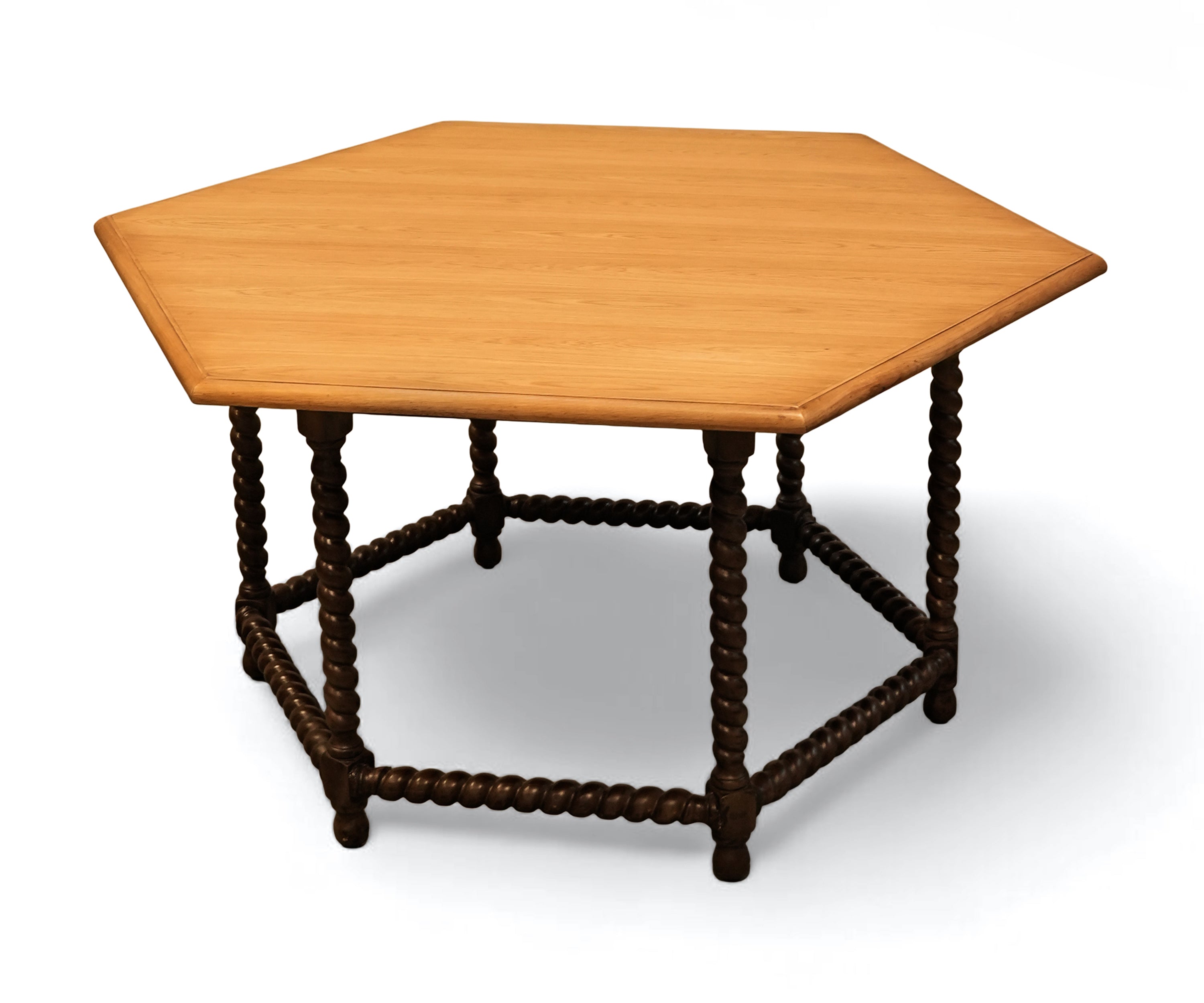 Rustic Solid Wood 6 Seater Dining Table with Barley Twist Legs