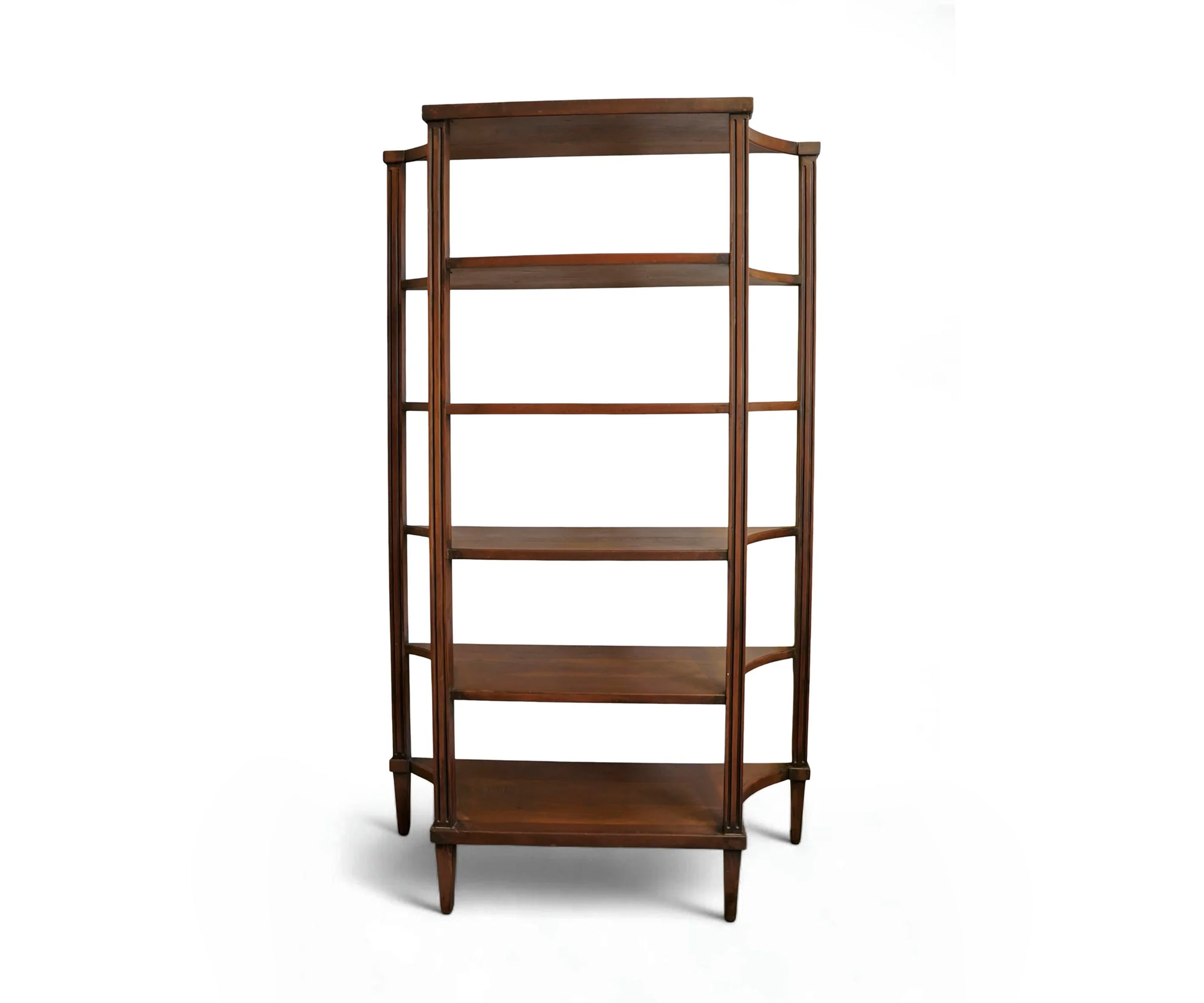 Solid Wood Open Display Bookshelf with Curved Shelves