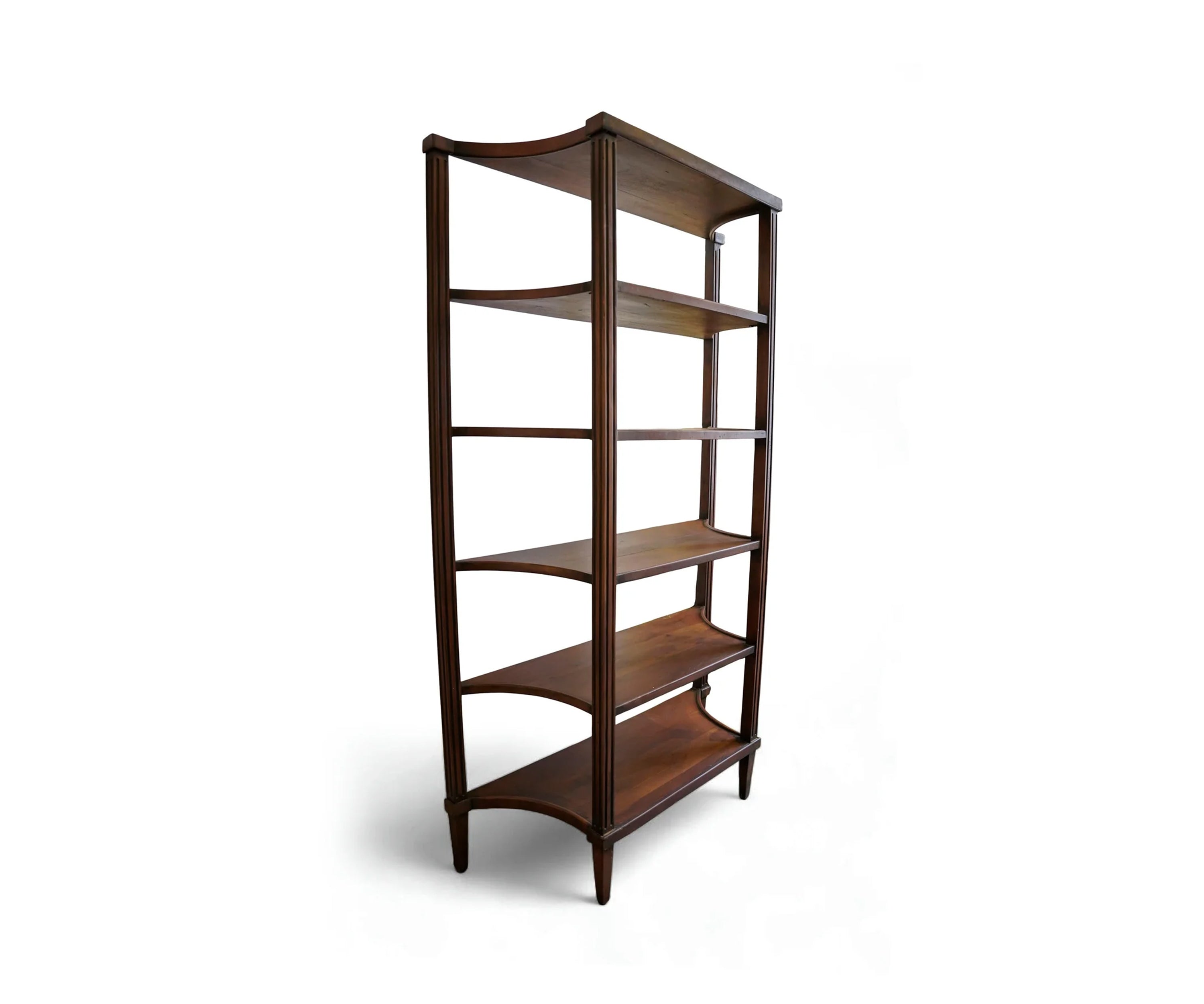 Solid Wood Open Display Bookshelf with Curved Shelves