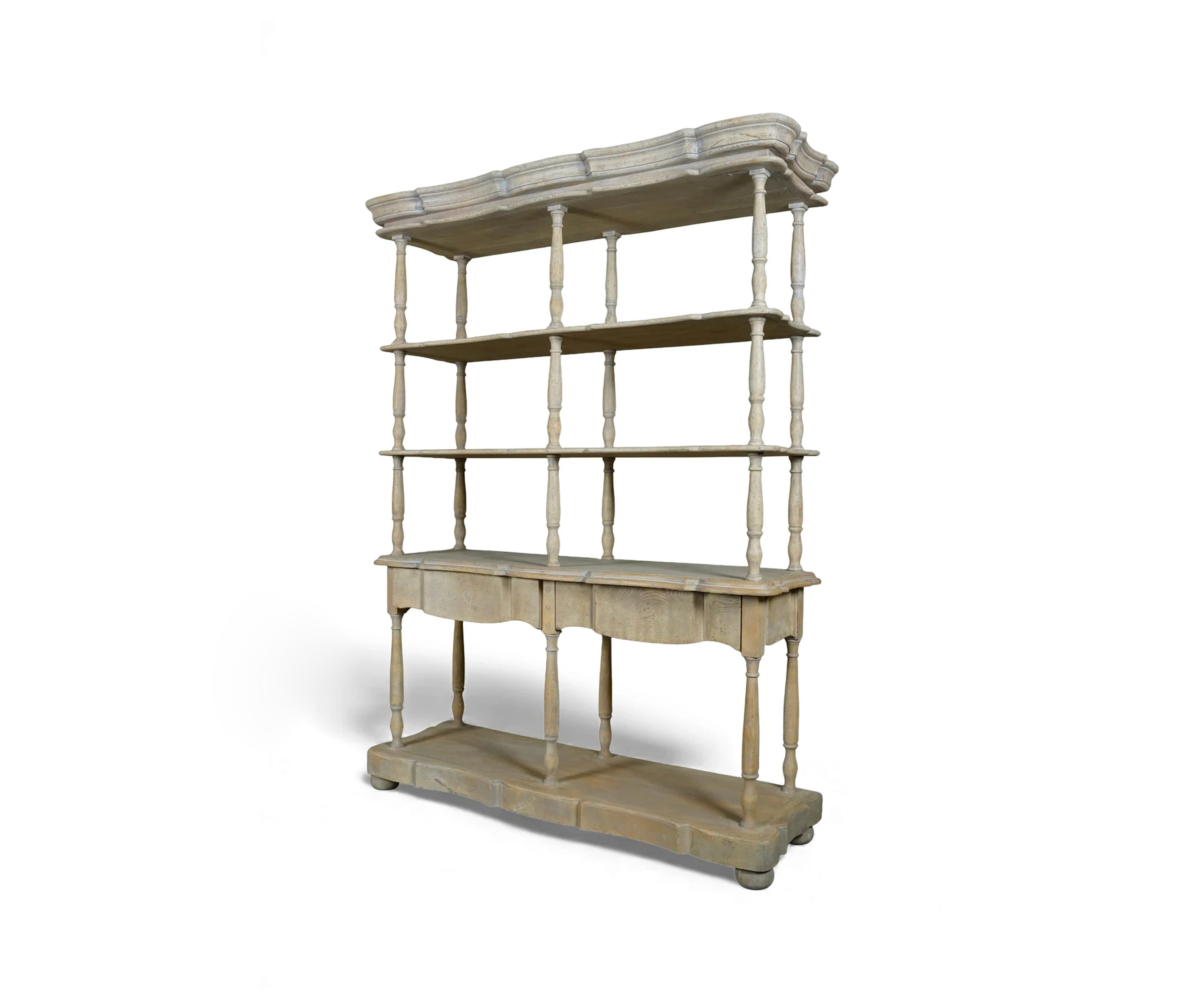 French Style Solid Wood Display Hutch Shelf Unit