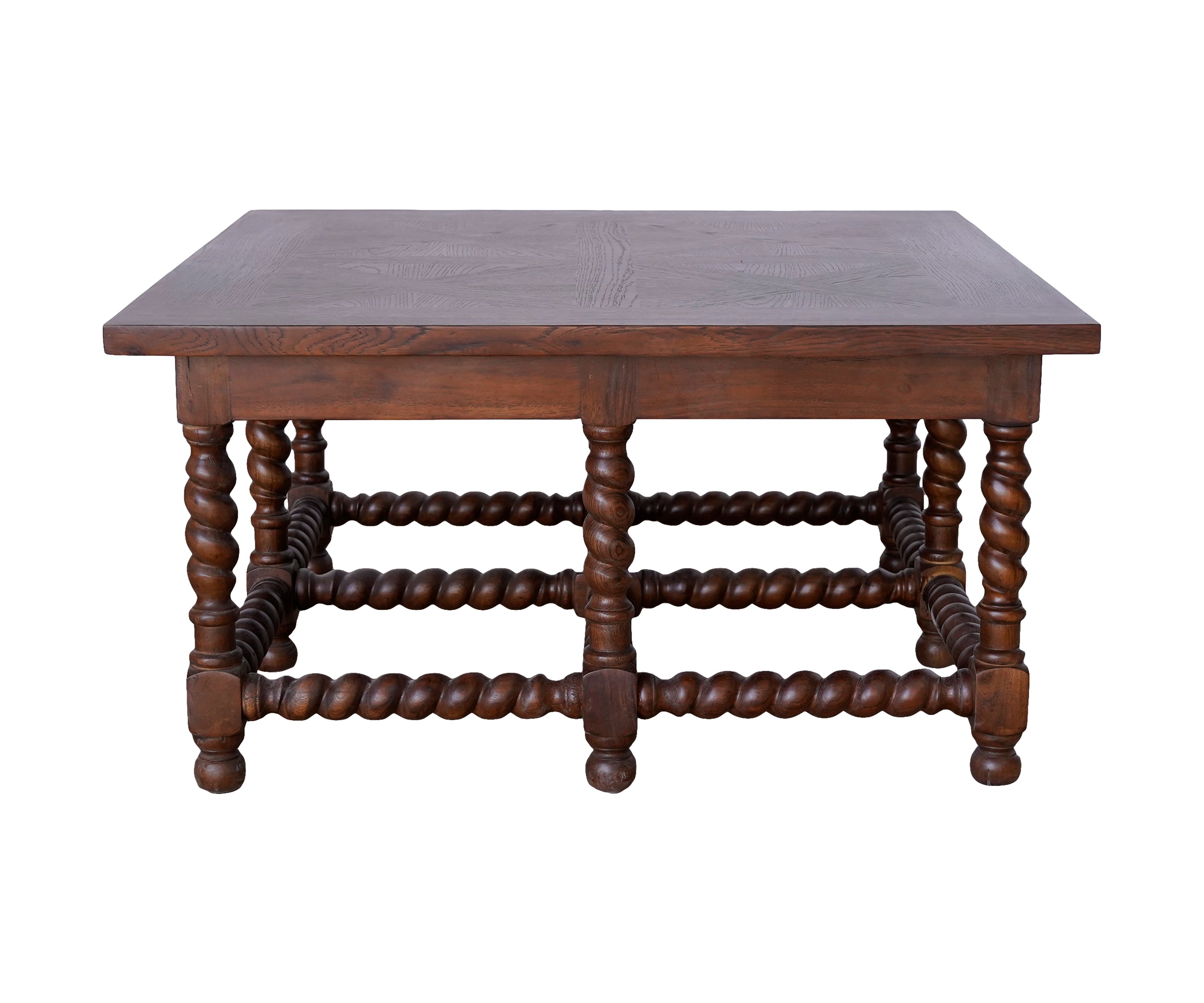 Square Barley Twist Wooden Coffee Table in Brown