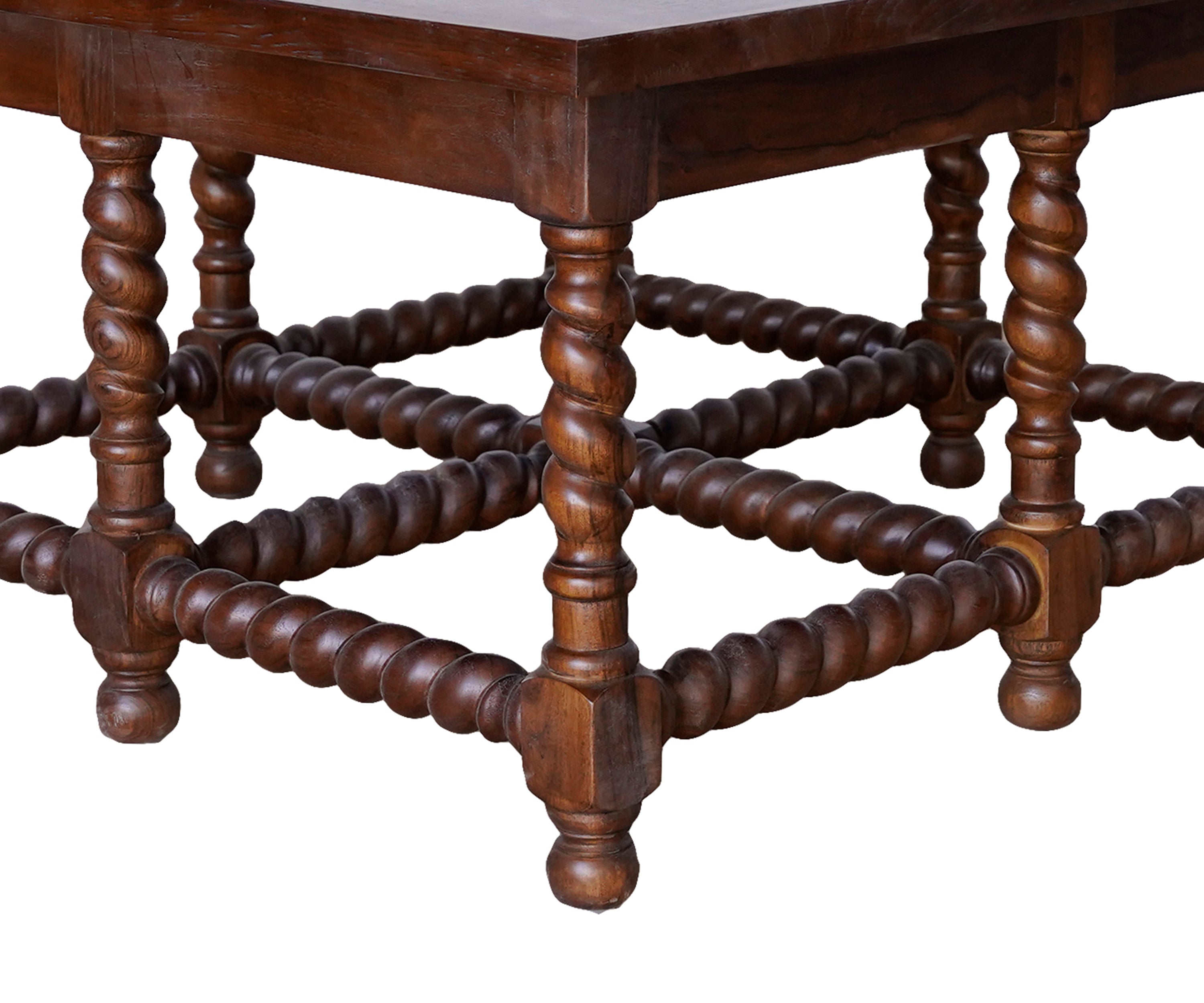 Square Barley Twist Wooden Coffee Table in Brown