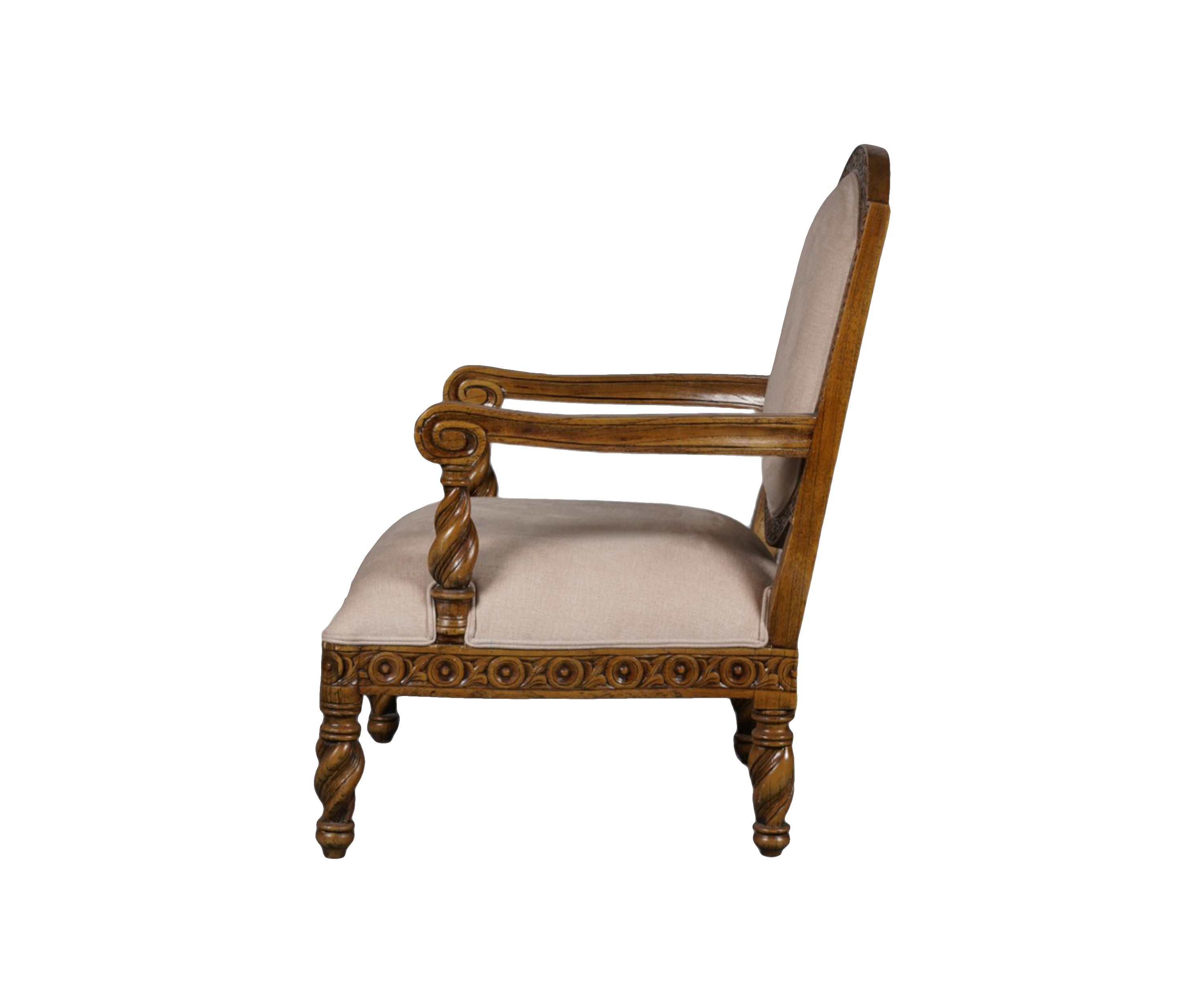 Royal Carved Armchair with Blush Upholstery