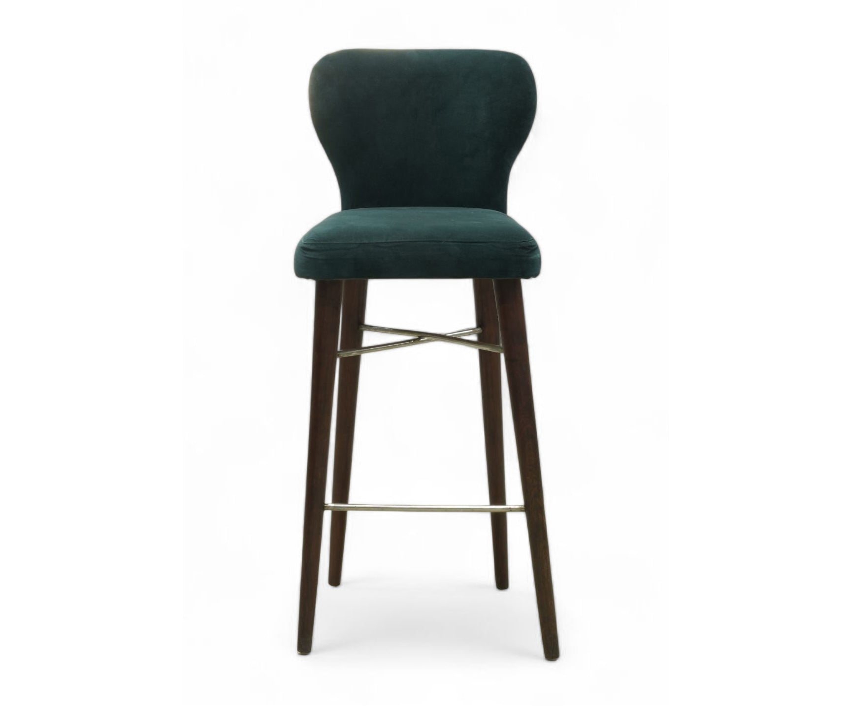 Emerald Velvet Bar Chair with Solid Wood Legs