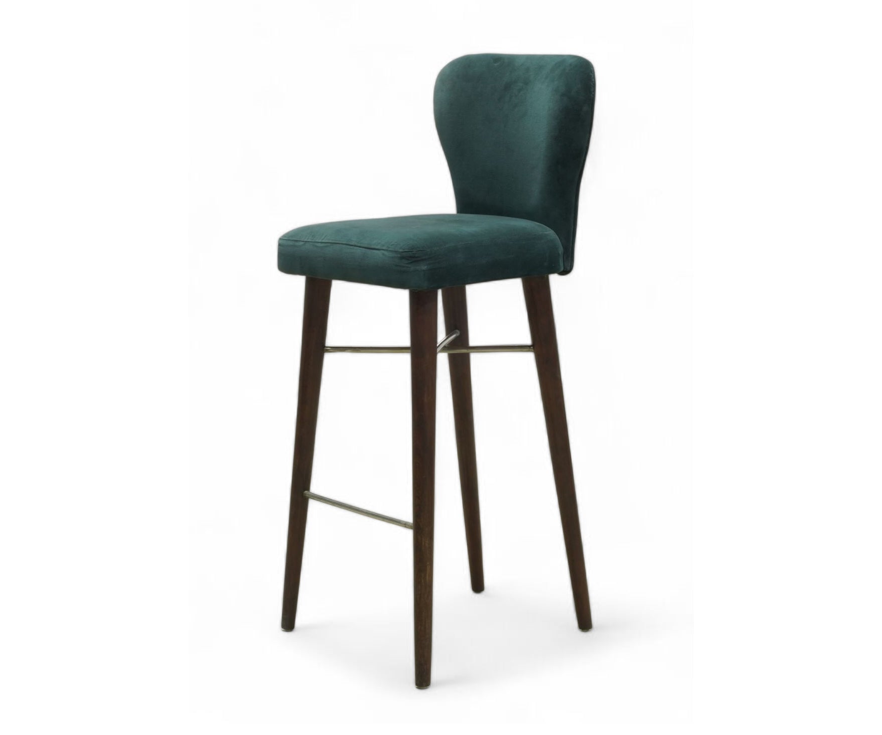 Emerald Velvet Bar Chair with Solid Wood Legs