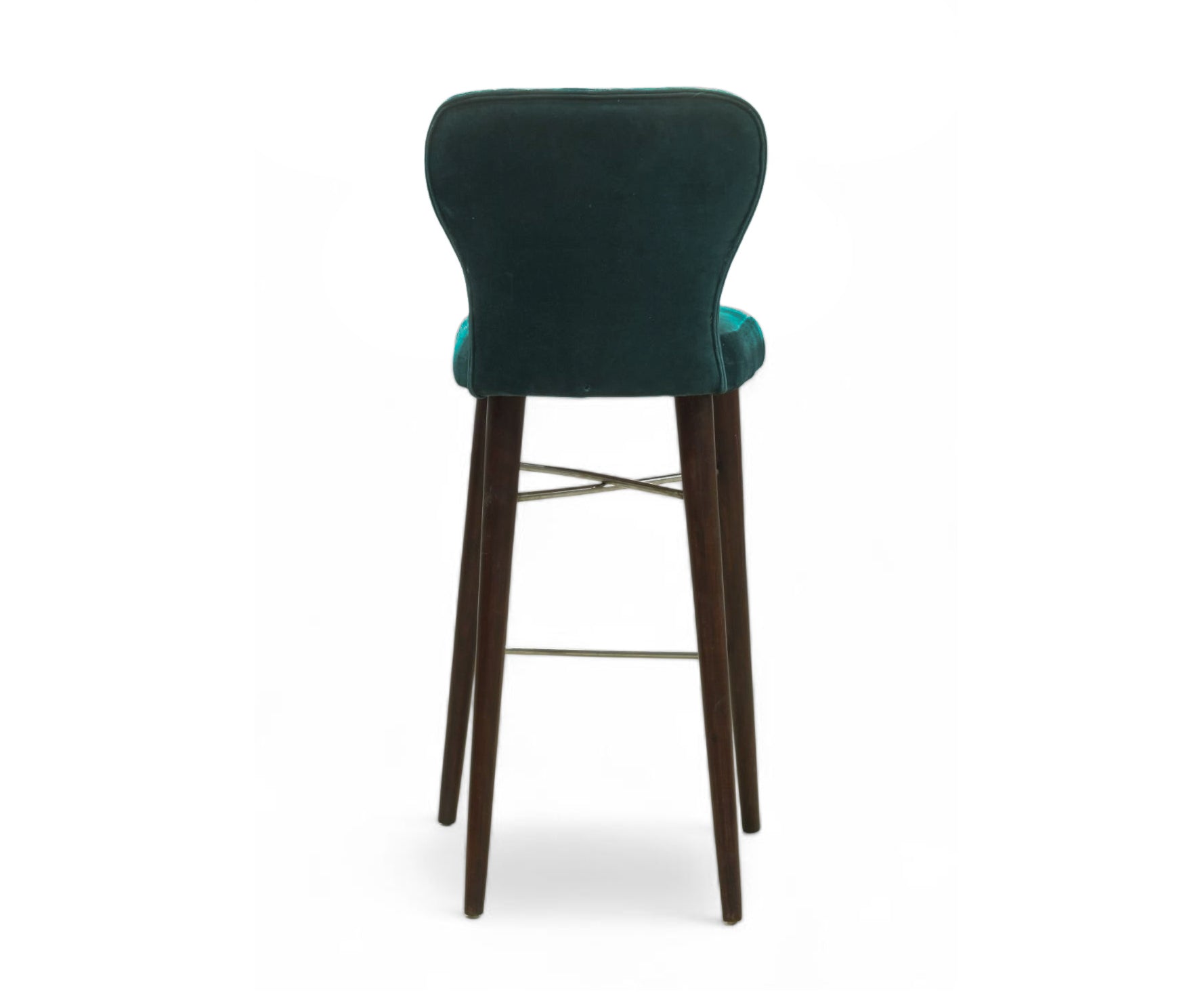 Emerald Velvet Bar Chair with Solid Wood Legs
