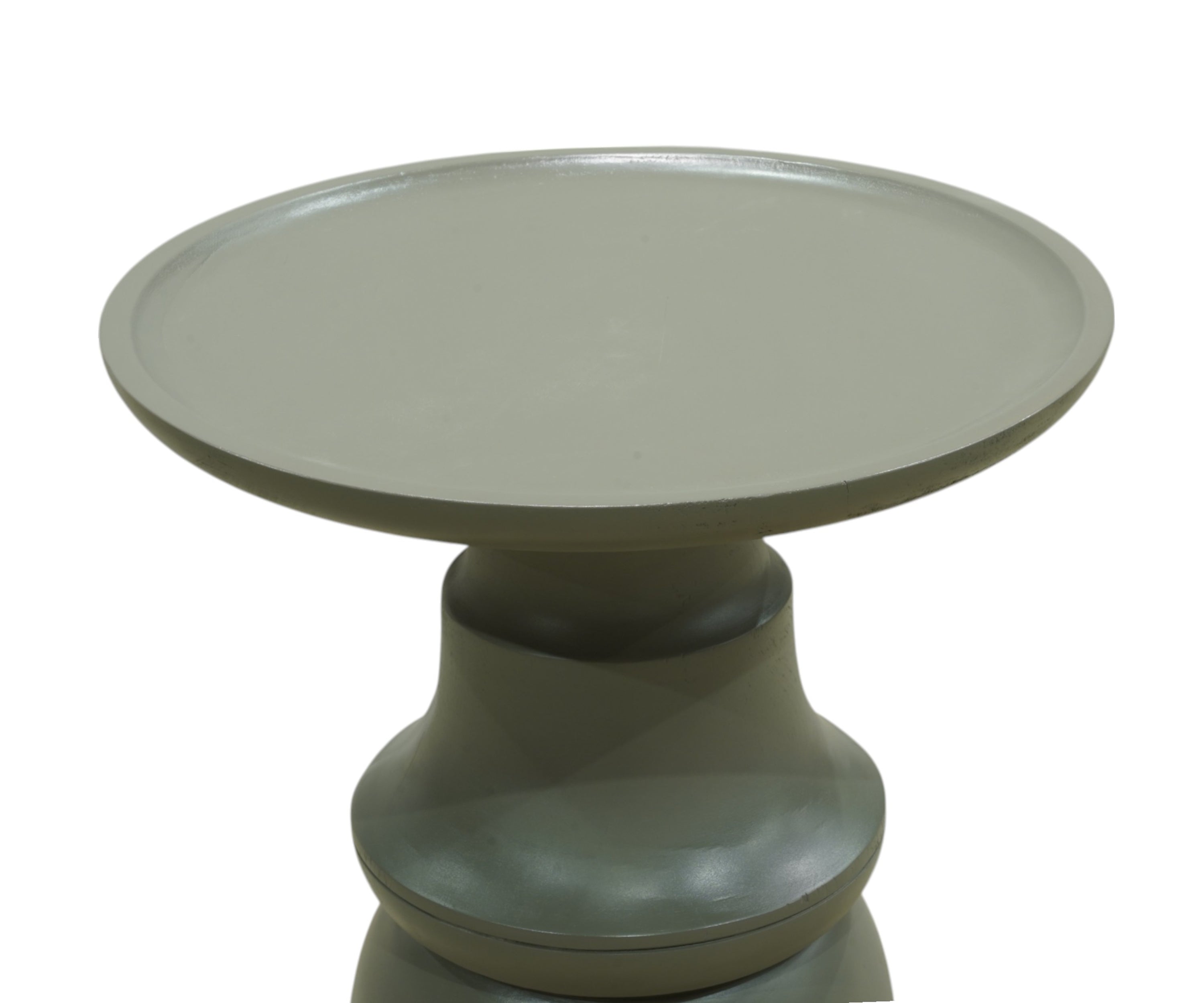 Modern Green Wooden Side Table with Sculptural Pedestal Base