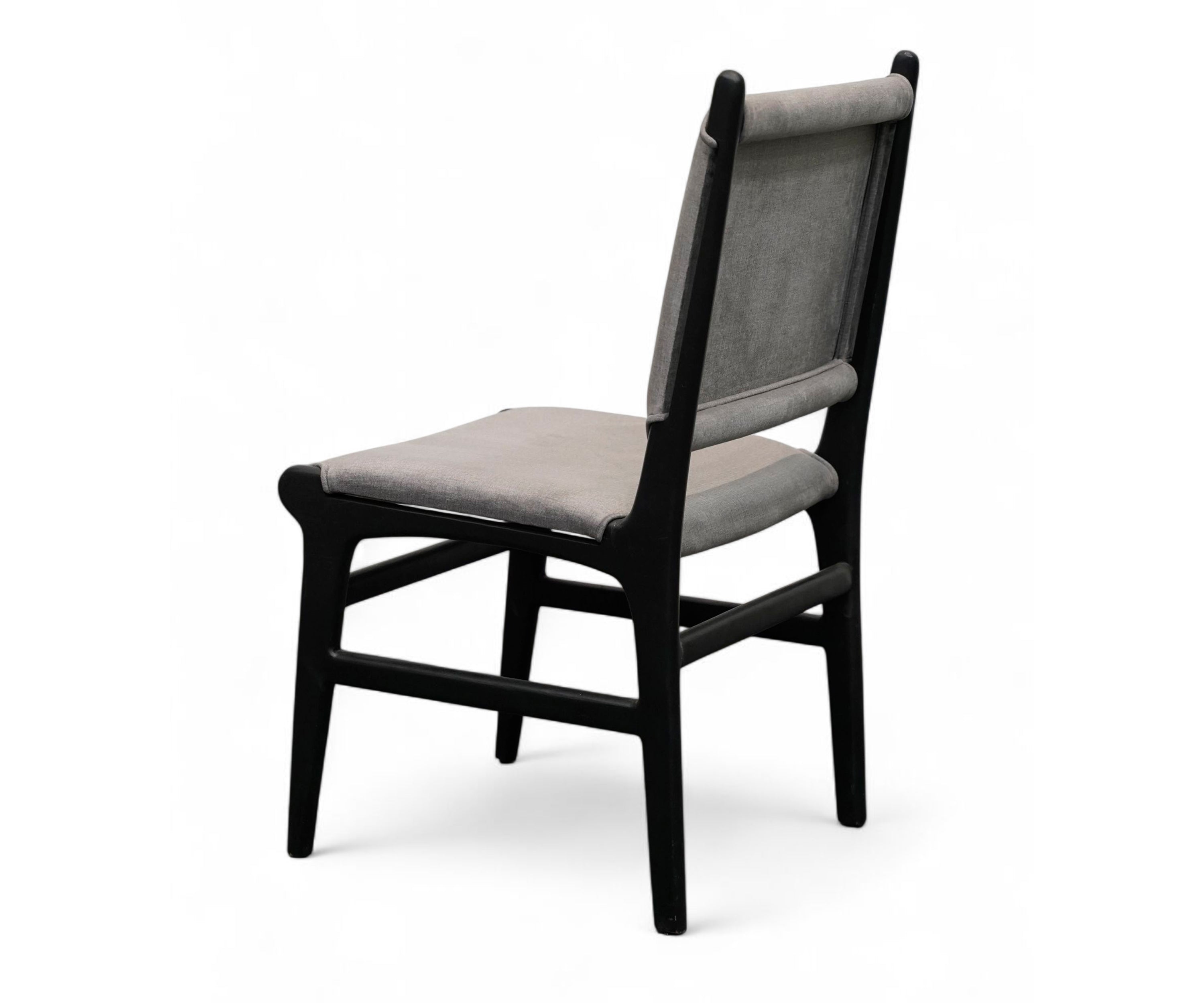 Ash Grey Panel Back Dining Chair with Black Wood Frame