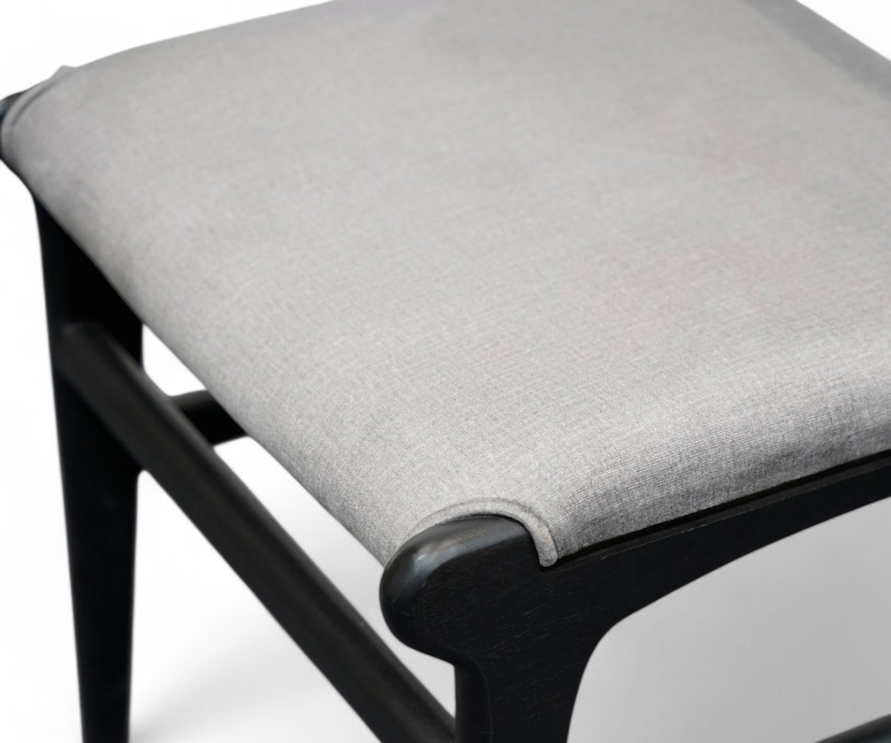 Ash Grey Panel Back Dining Chair with Black Wood Frame