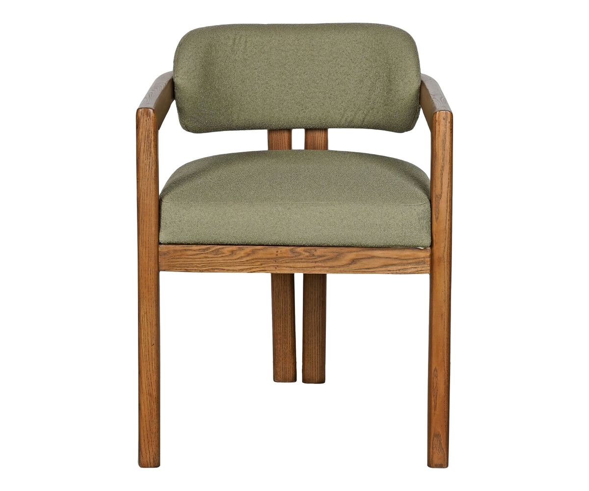 Sage Green Wooden Armchair with Cushioned Seat and Back
