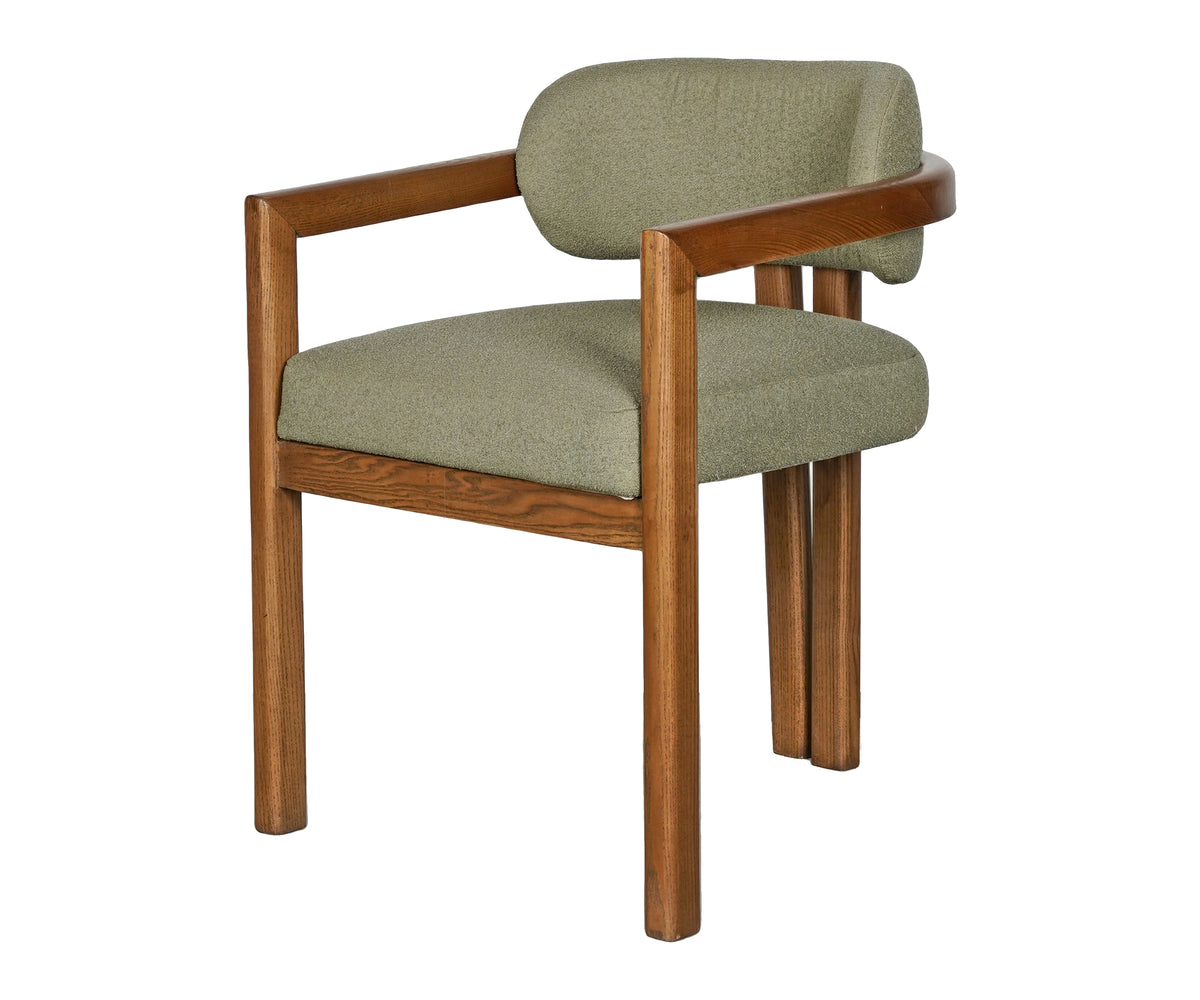 Sage Green Wooden Armchair with Cushioned Seat and Back
