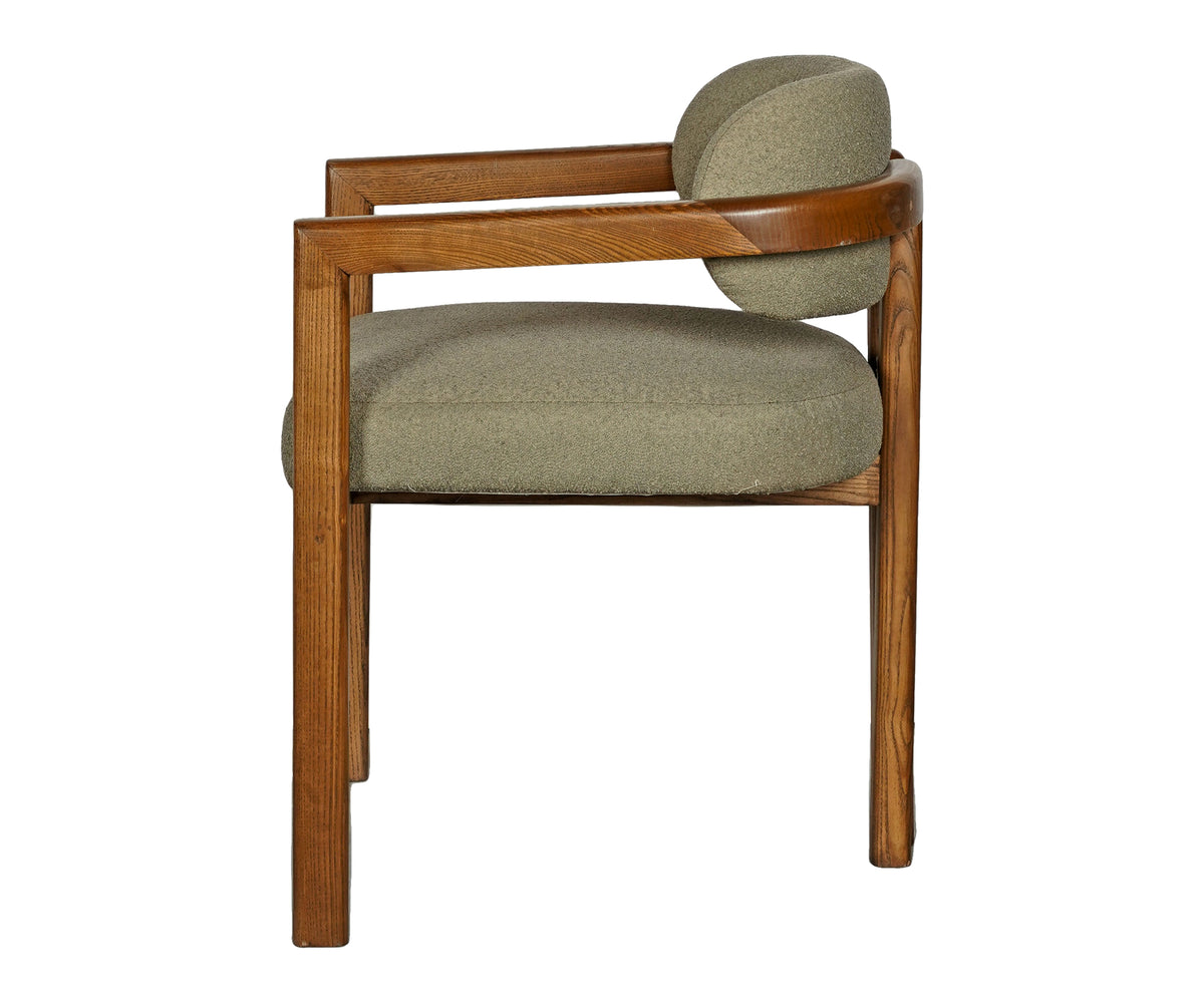 Sage Green Wooden Armchair with Cushioned Seat and Back
