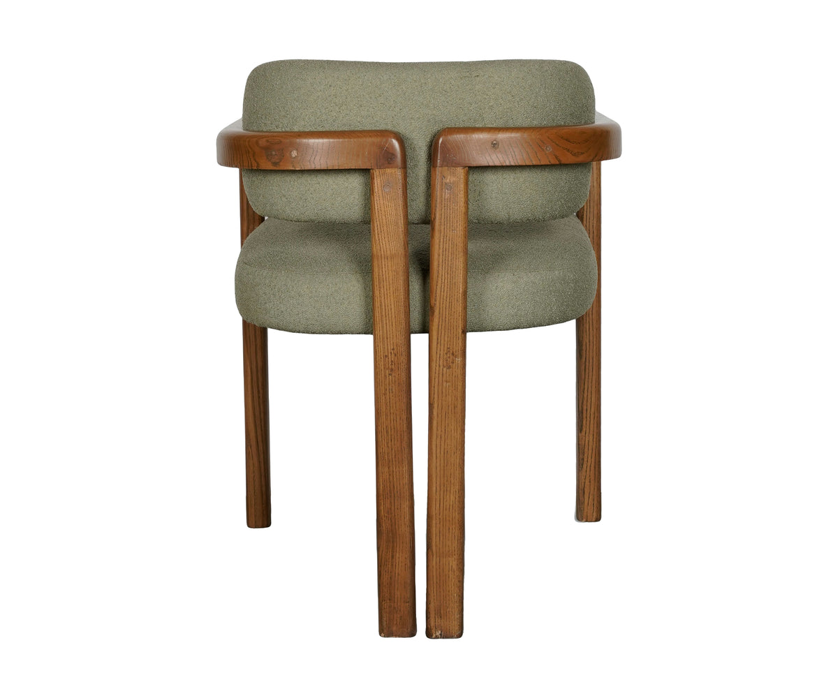 Sage Green Wooden Armchair with Cushioned Seat and Back
