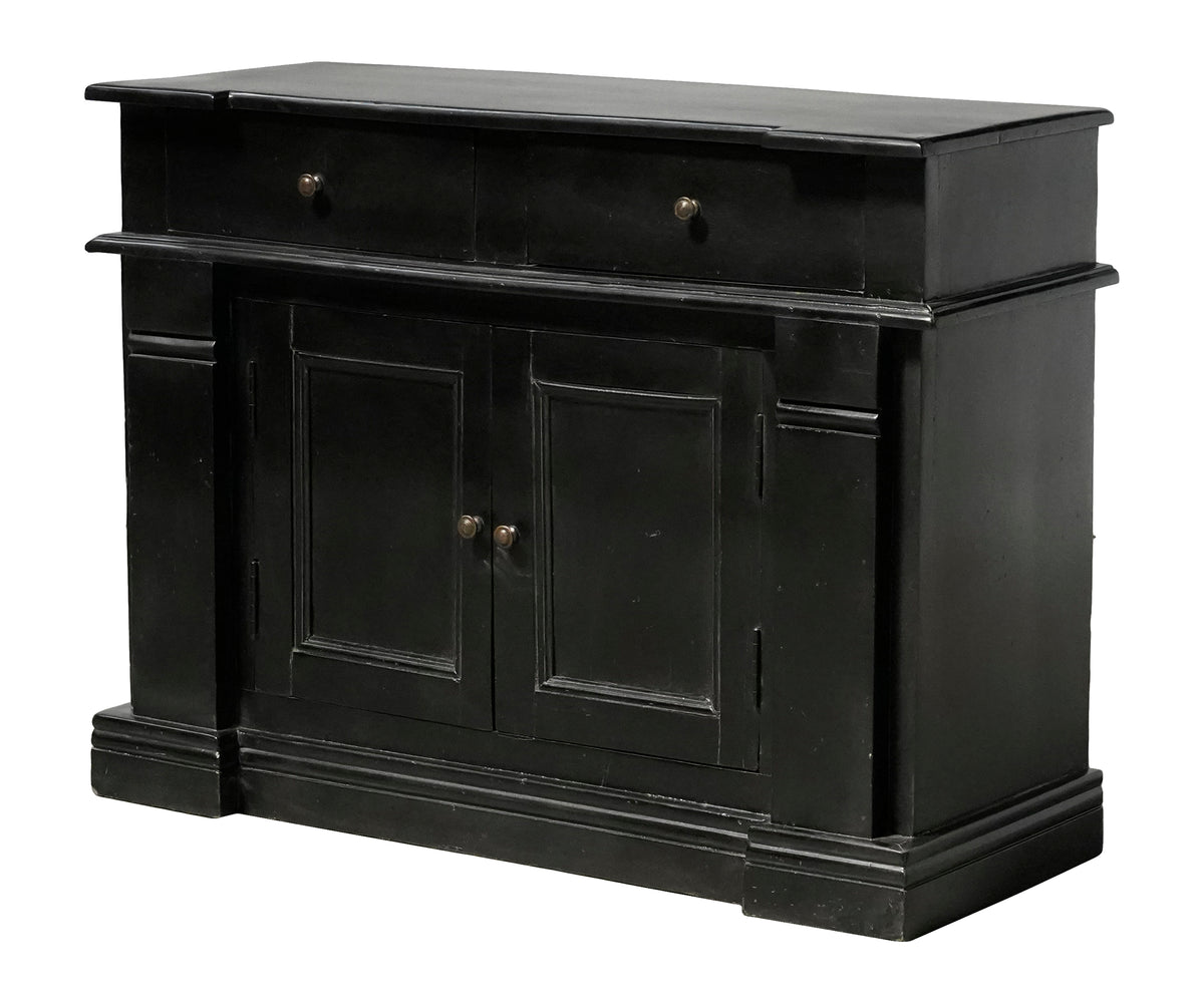 Black Wooden 2-Drawer Chest of Drawers with Cabinet Storage