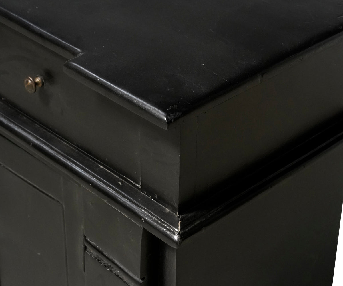 Black Wooden 2-Drawer Chest of Drawers with Cabinet Storage