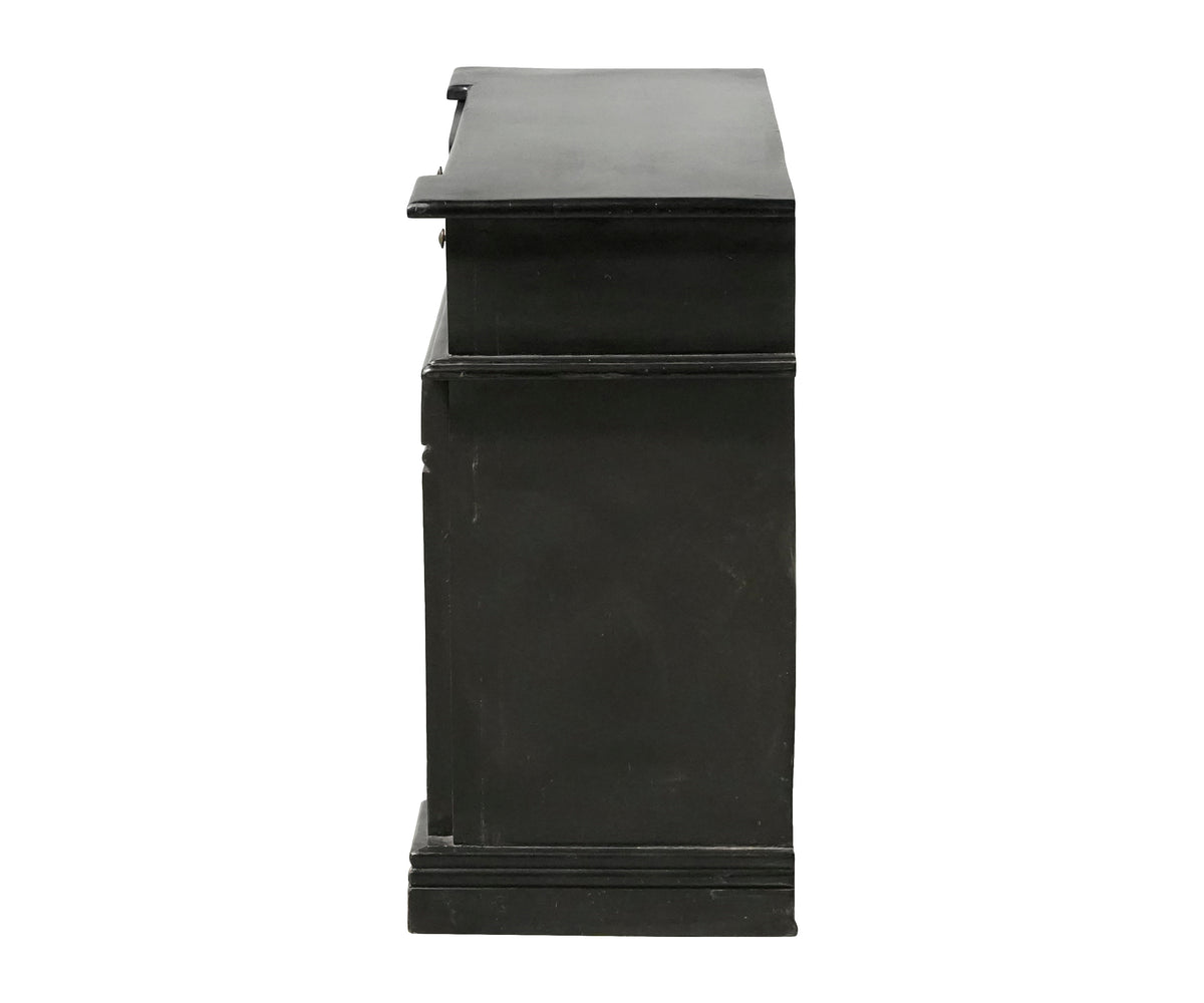 Black Wooden 2-Drawer Chest of Drawers with Cabinet Storage