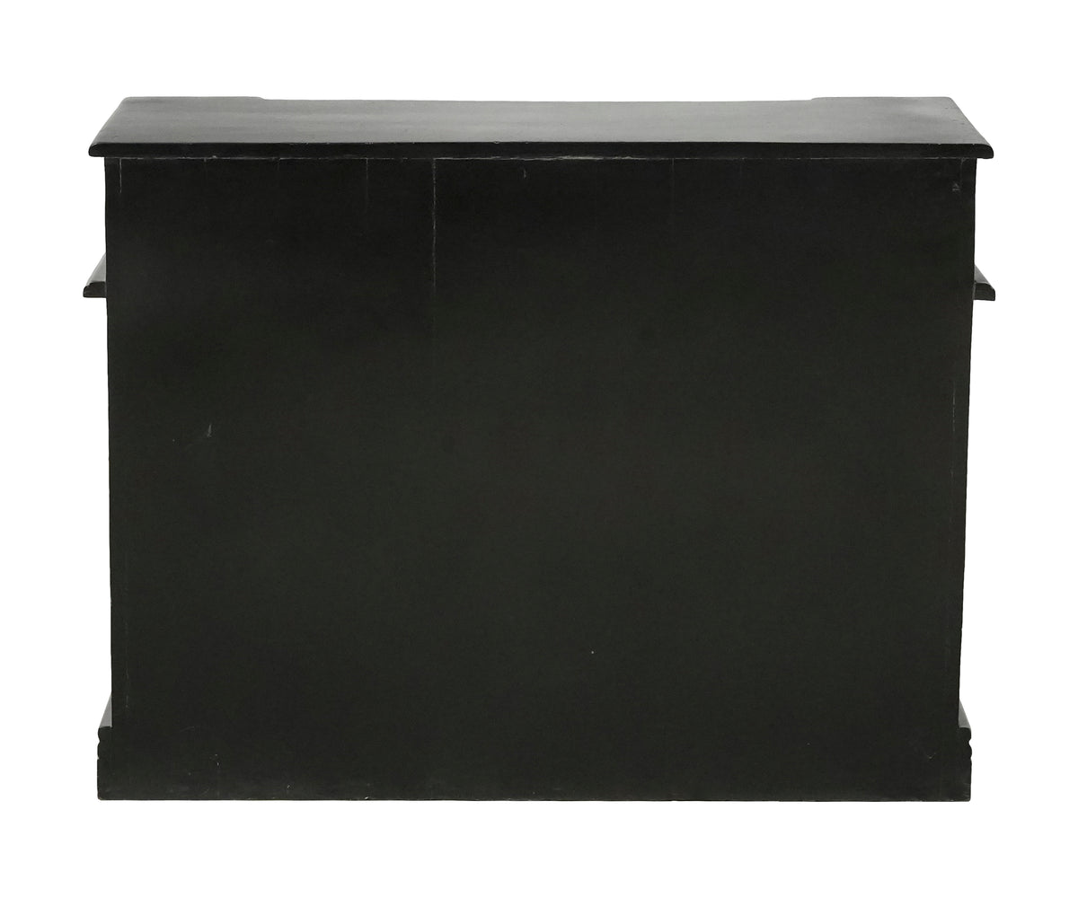 Black Wooden 2-Drawer Chest of Drawers with Cabinet Storage