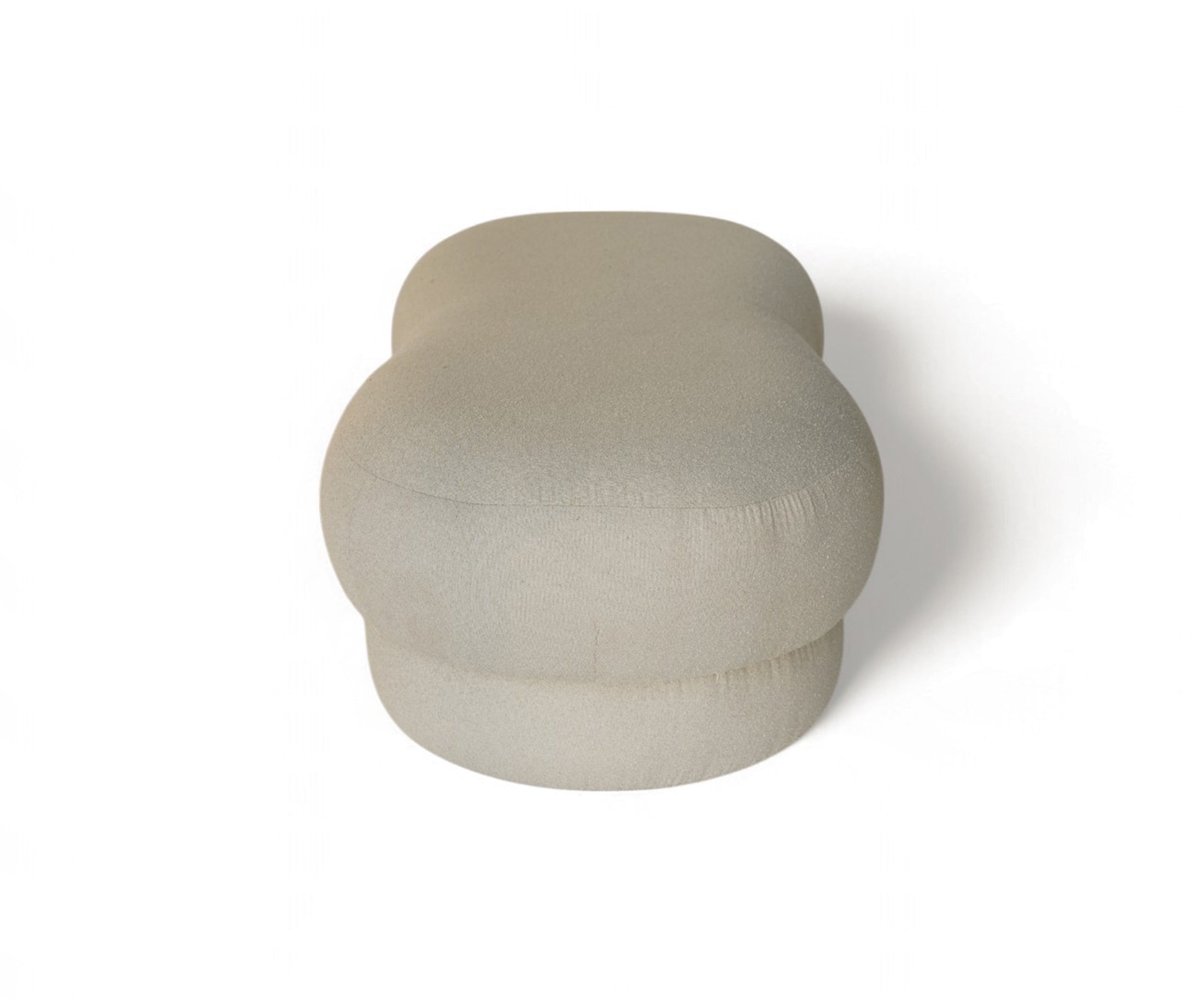 Modern Ivory Boucle Wave Curved Ottoman