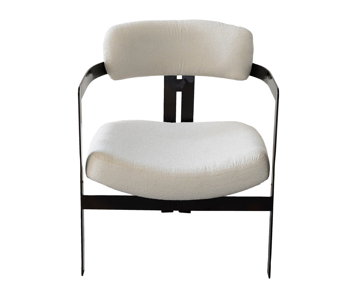 Bouclé Accent Chair with Matte Black Open Frame