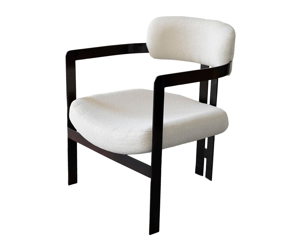 Bouclé Accent Chair with Matte Black Open Frame