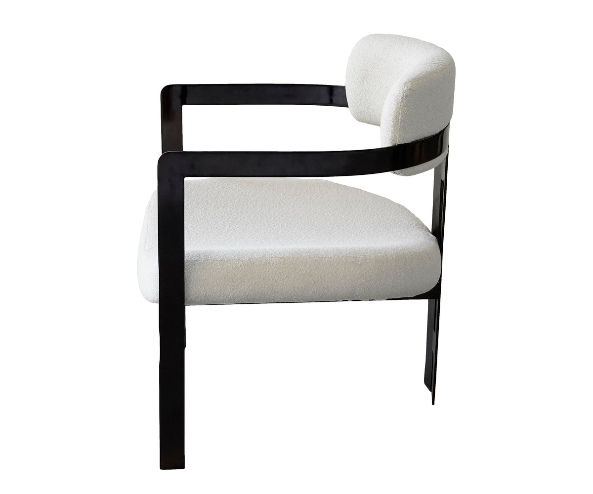 Bouclé Accent Chair with Matte Black Open Frame