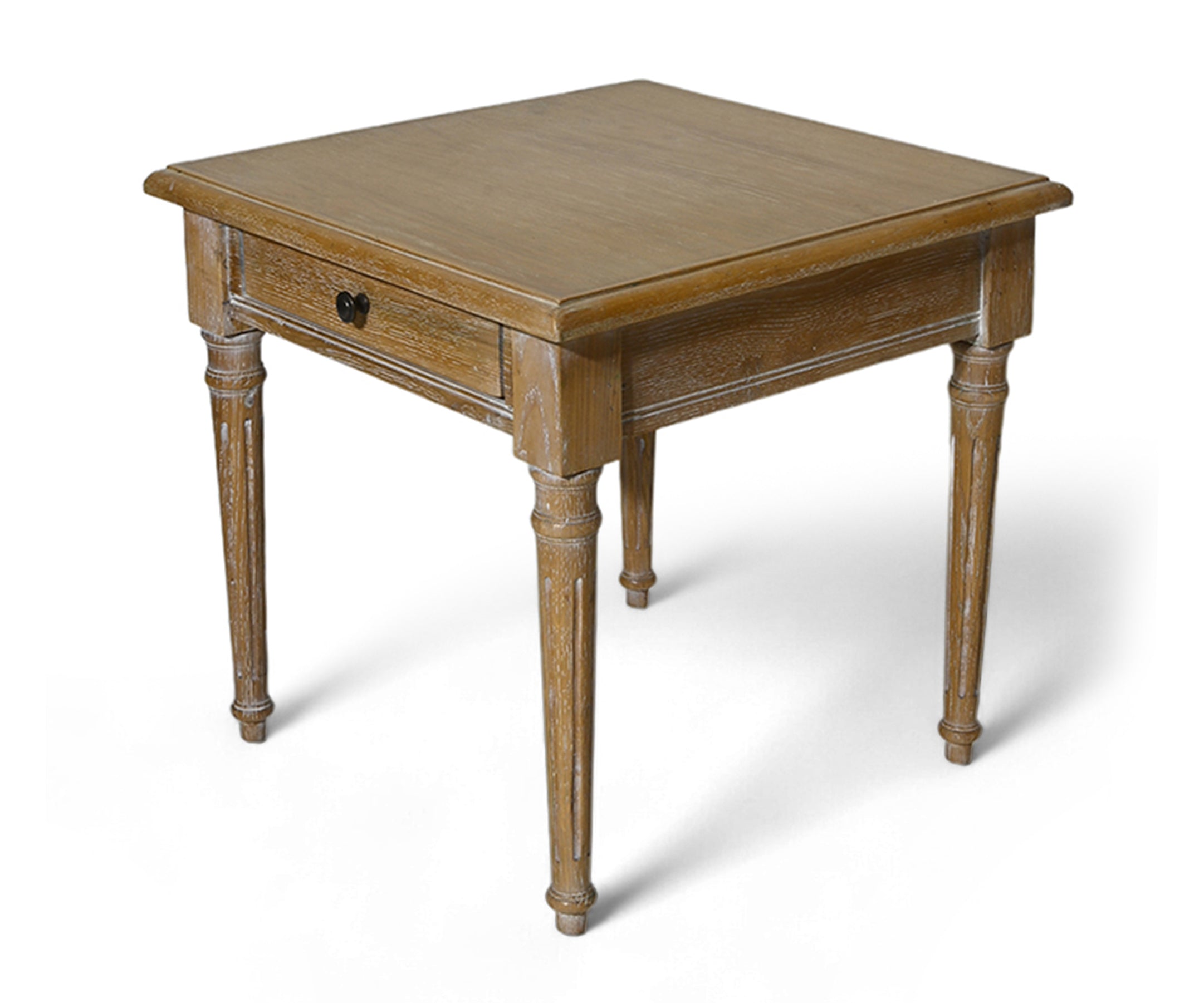 Natural Oak Gustavian Bed Side Table with Drawer