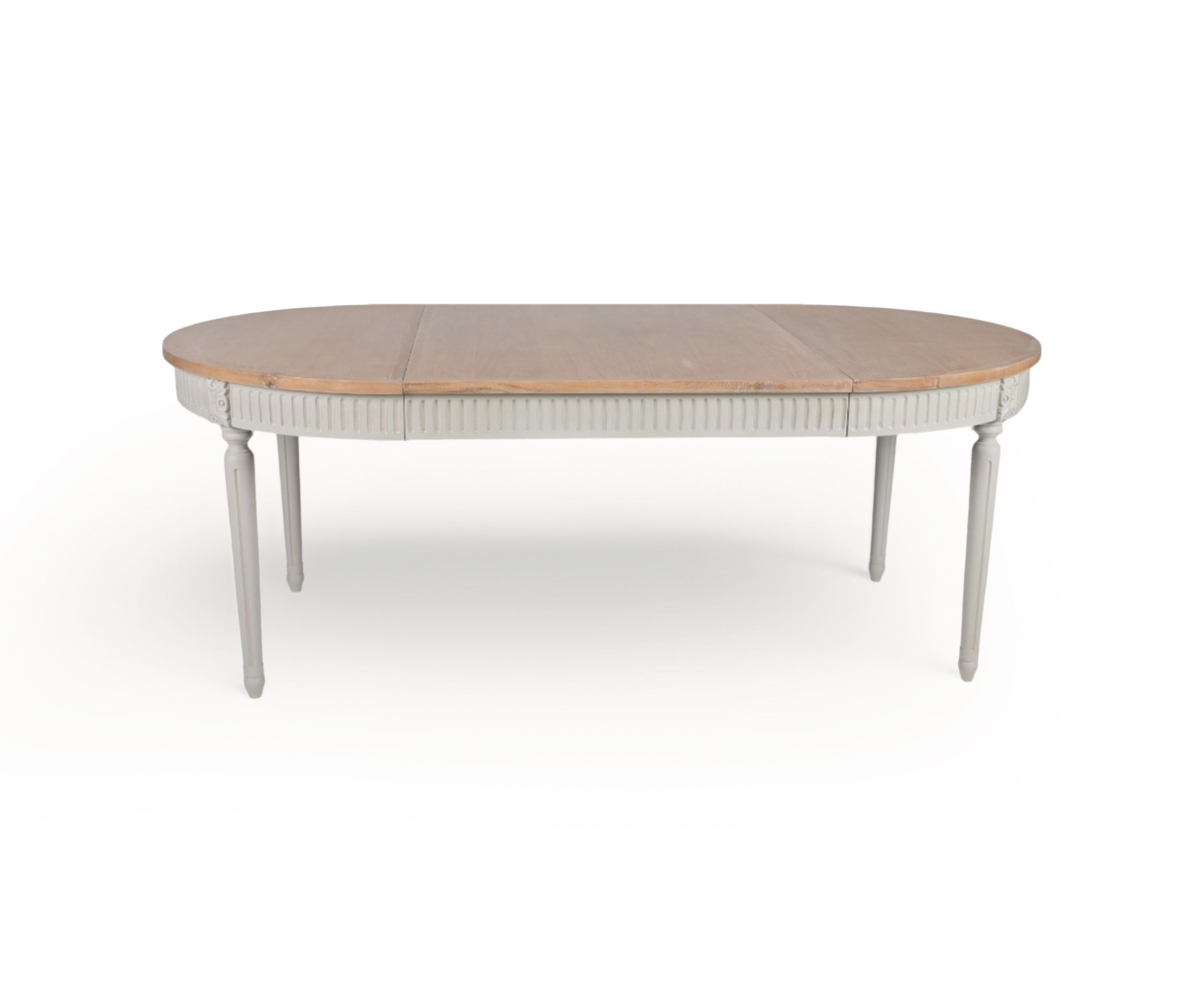 Natural Wood Oval 8 Seater Dining Table with White Turned Legs