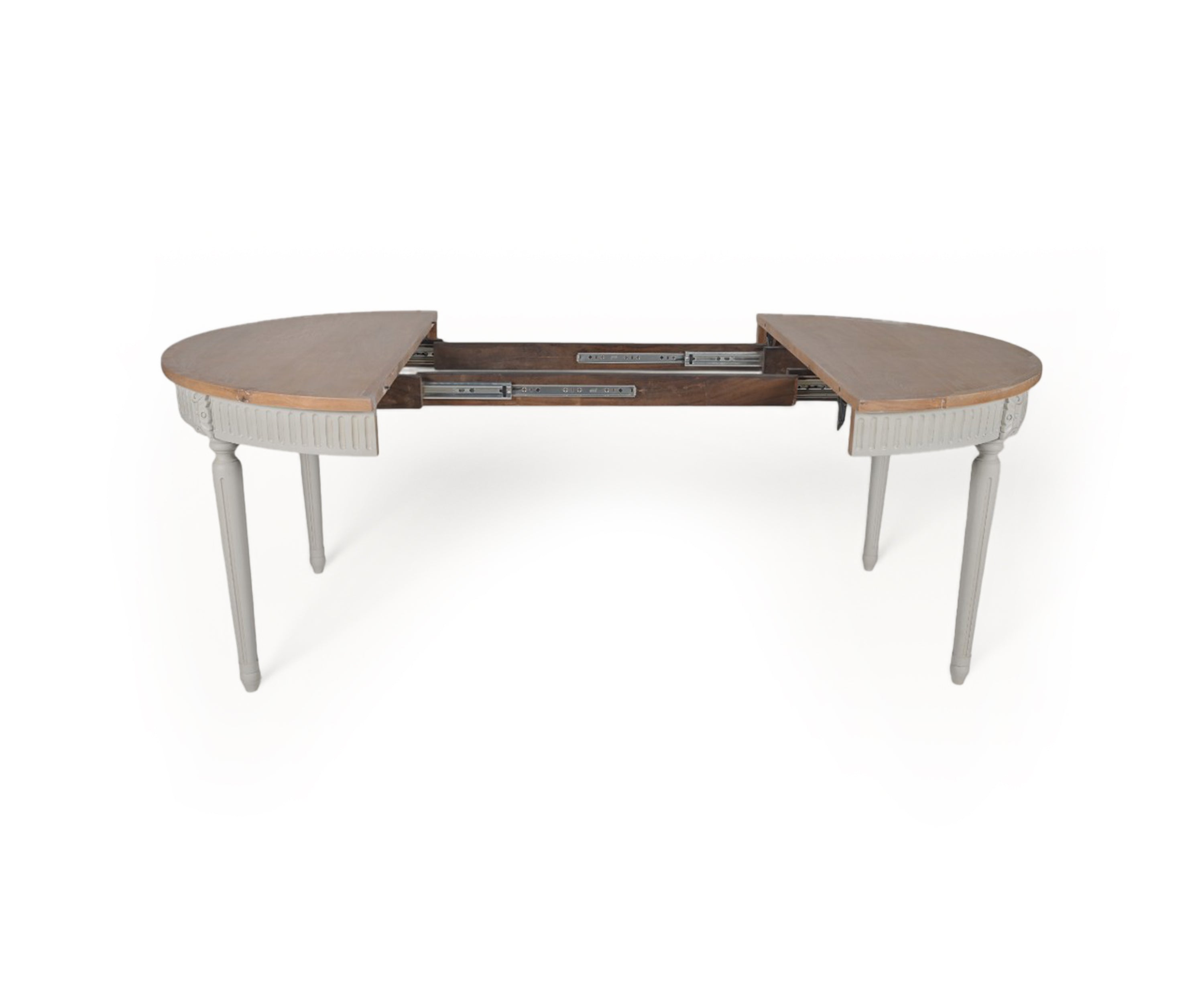 Natural Wood Oval 8 Seater Dining Table with White Turned Legs