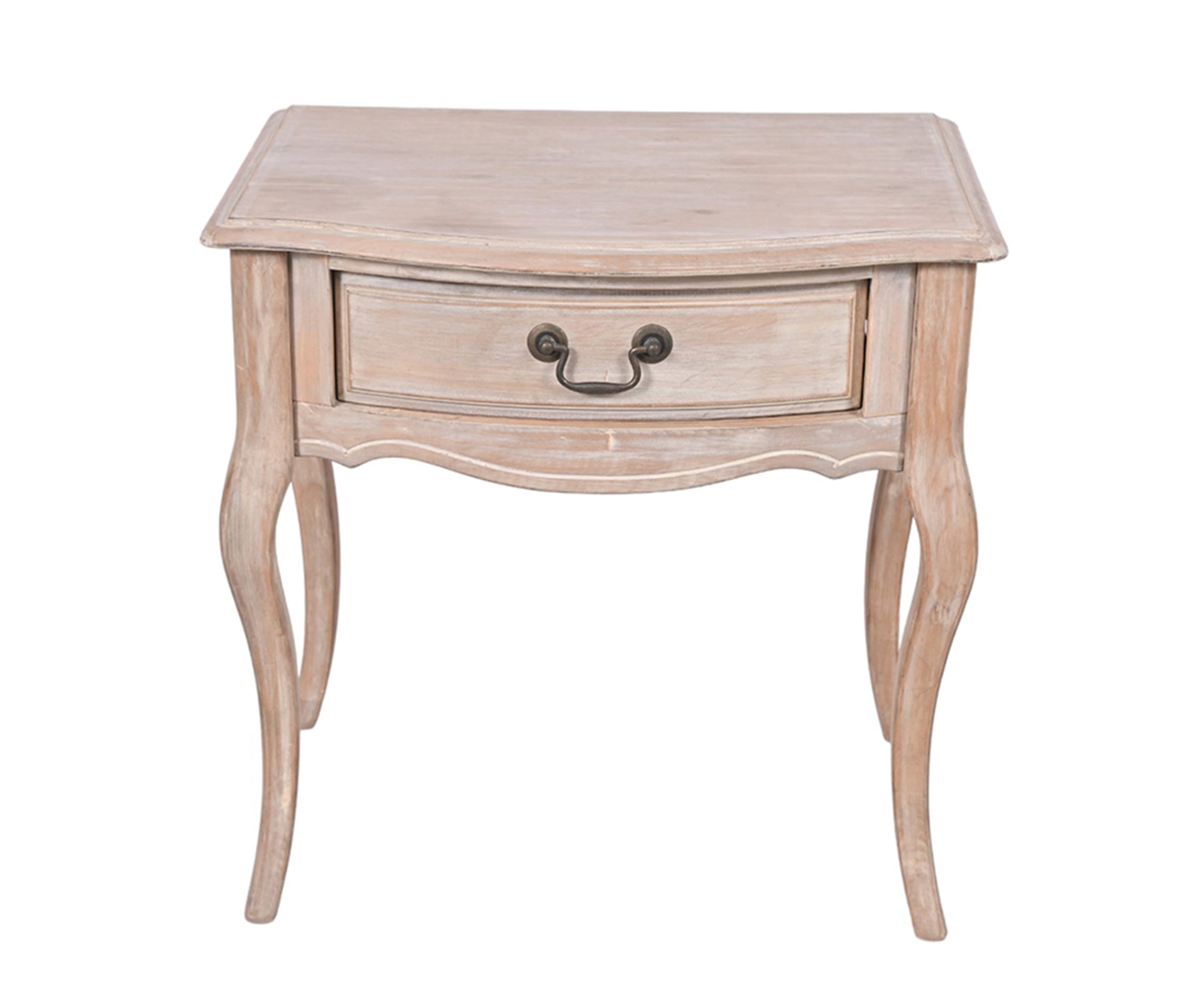 Antique Wood 1-Drawer Nightstand with Brass Handle
