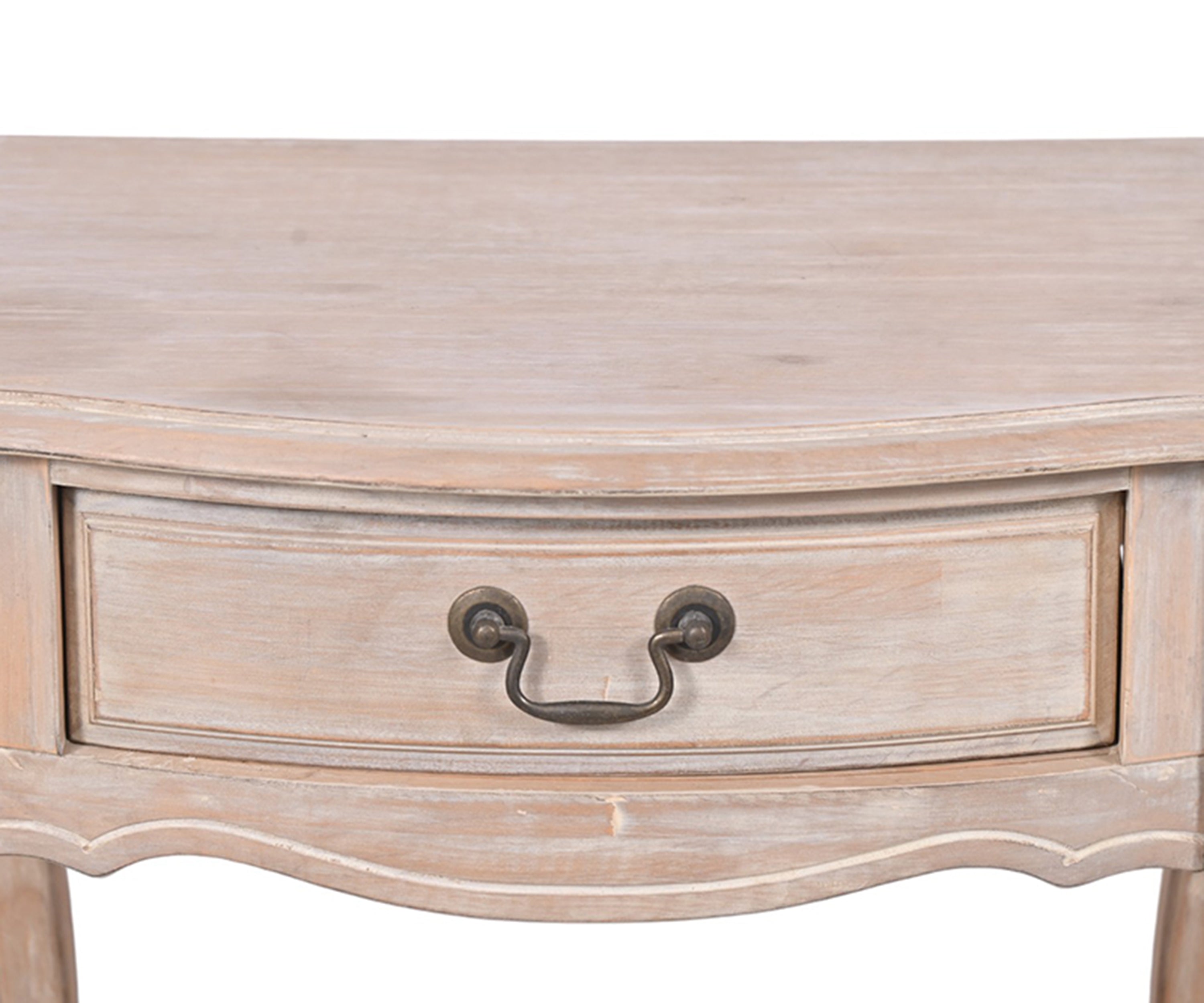 Antique Wood 1-Drawer Nightstand with Brass Handle