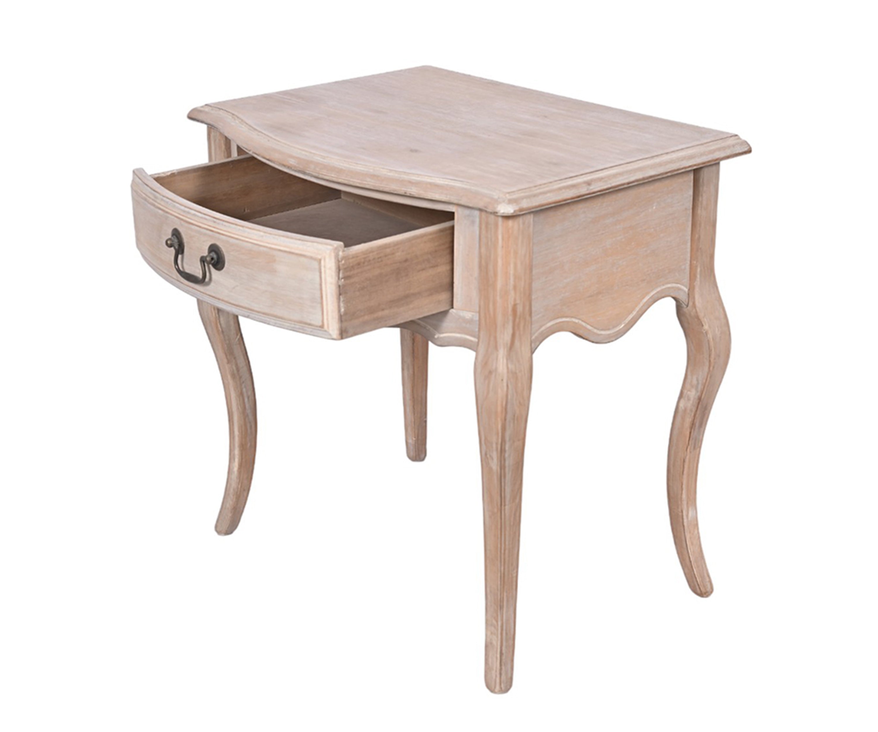 Antique Wood 1-Drawer Nightstand with Brass Handle