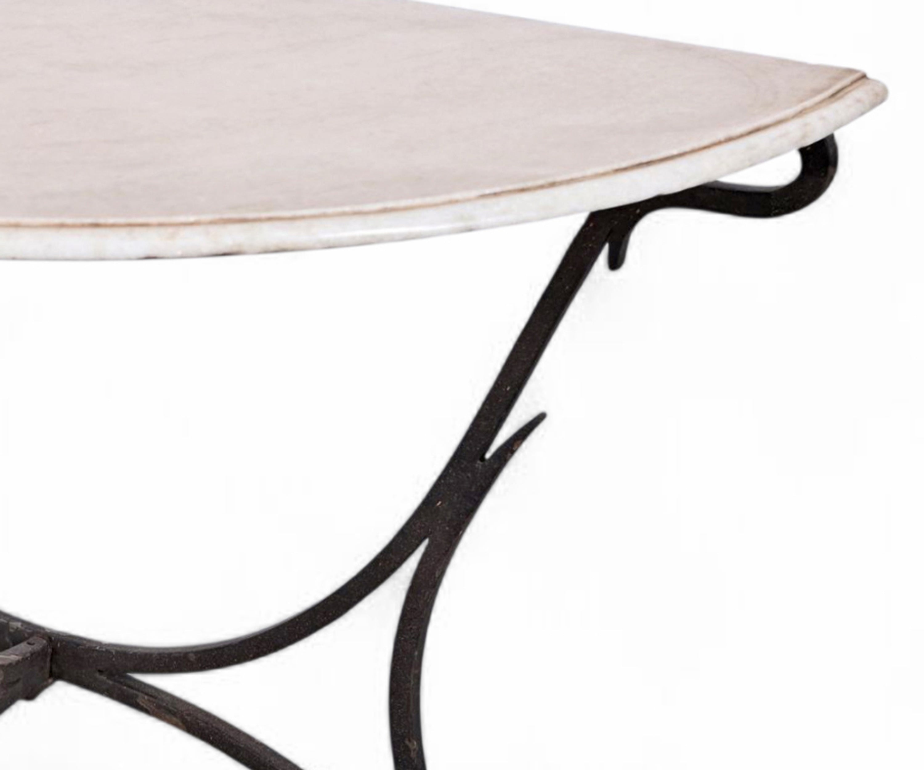 Marble Top Half Moon Entryway Console Table with Iron Base