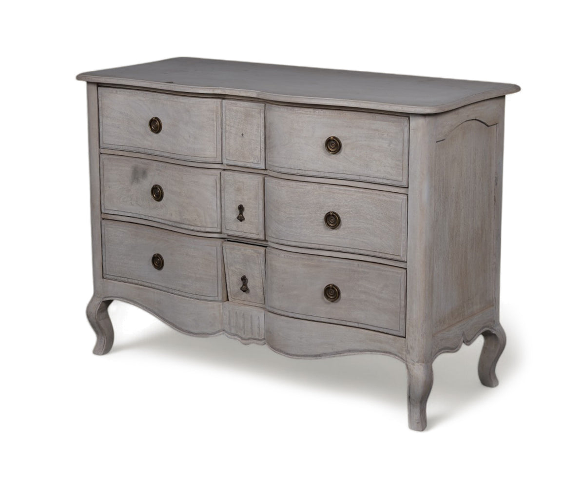 French Provincial Chest of Drawers with Cabriole Legs in Gray Finish