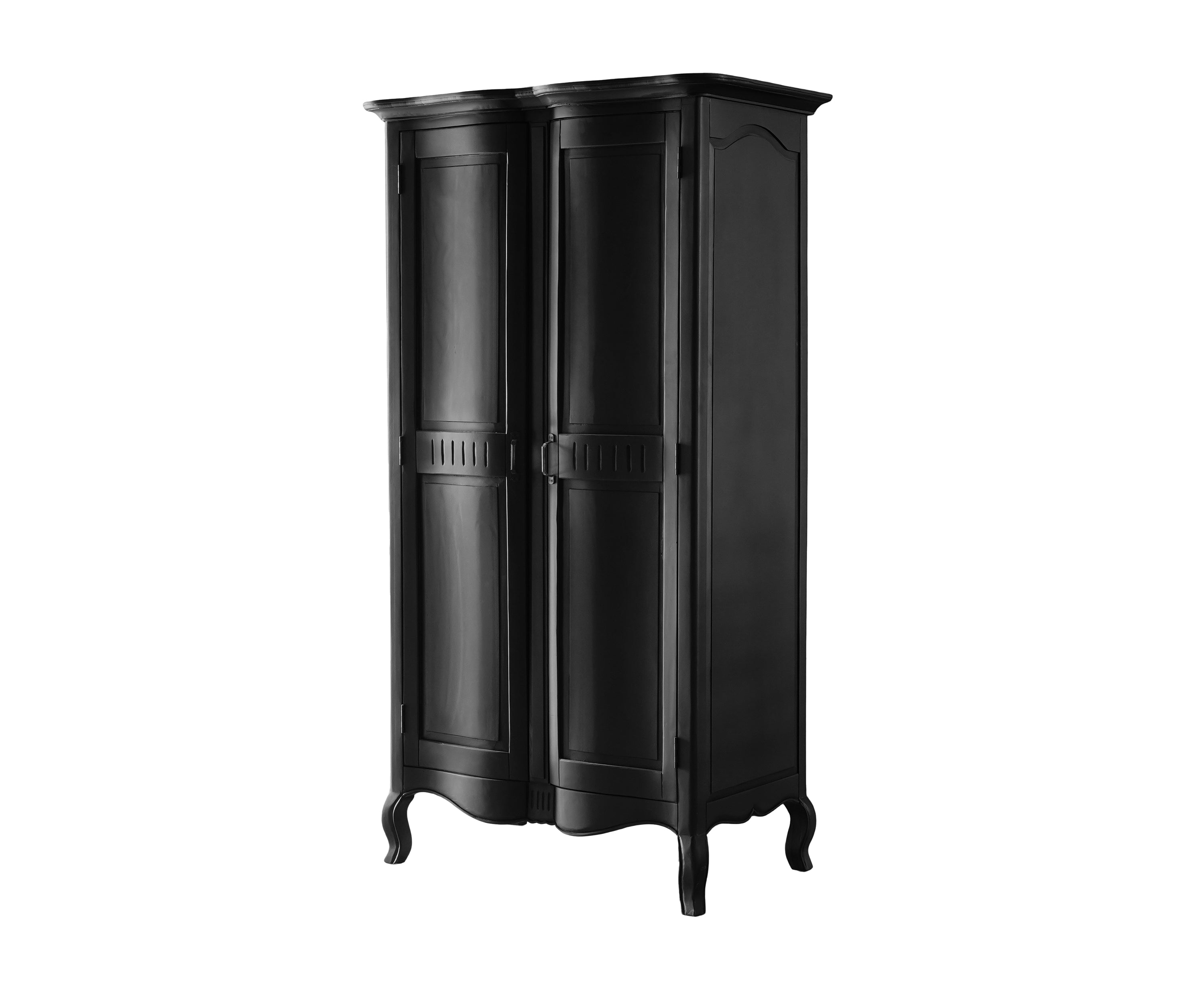 French Provincial Double-Door Wardrobe in Matte Black