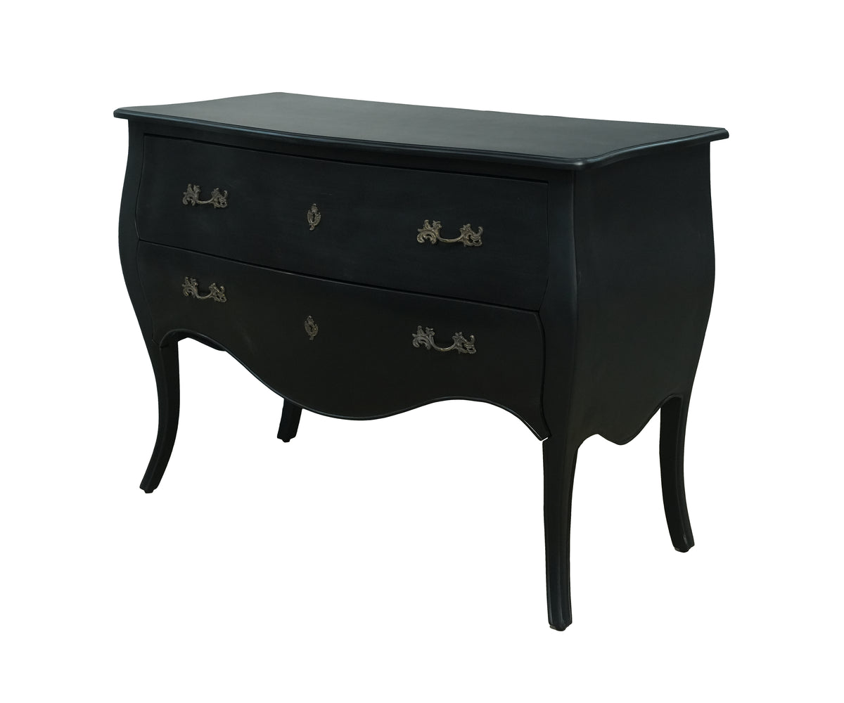 French Style Black Bombe Chest of Drawers