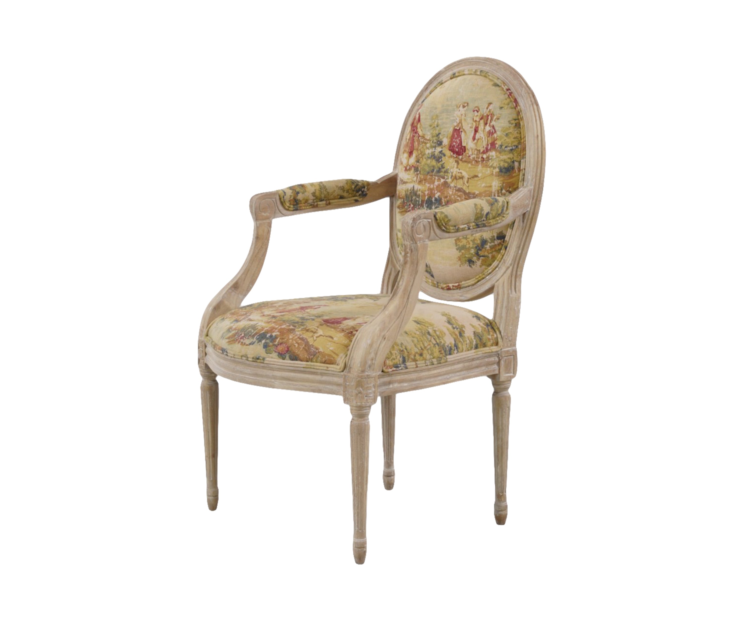 Gustavian Oval Back Armchair with Fluted Legs