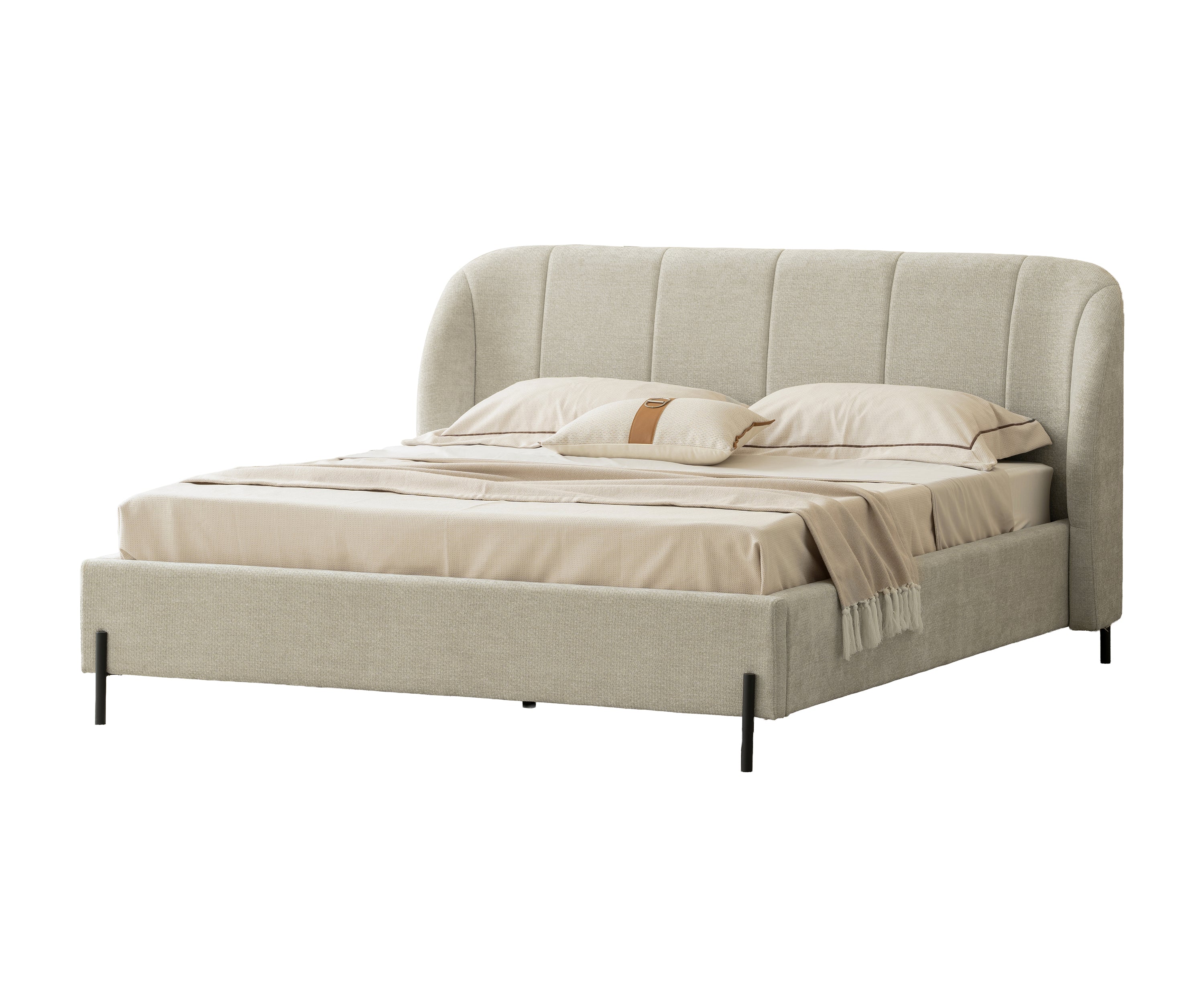 Ivory Halo Curve Upholstered Bed