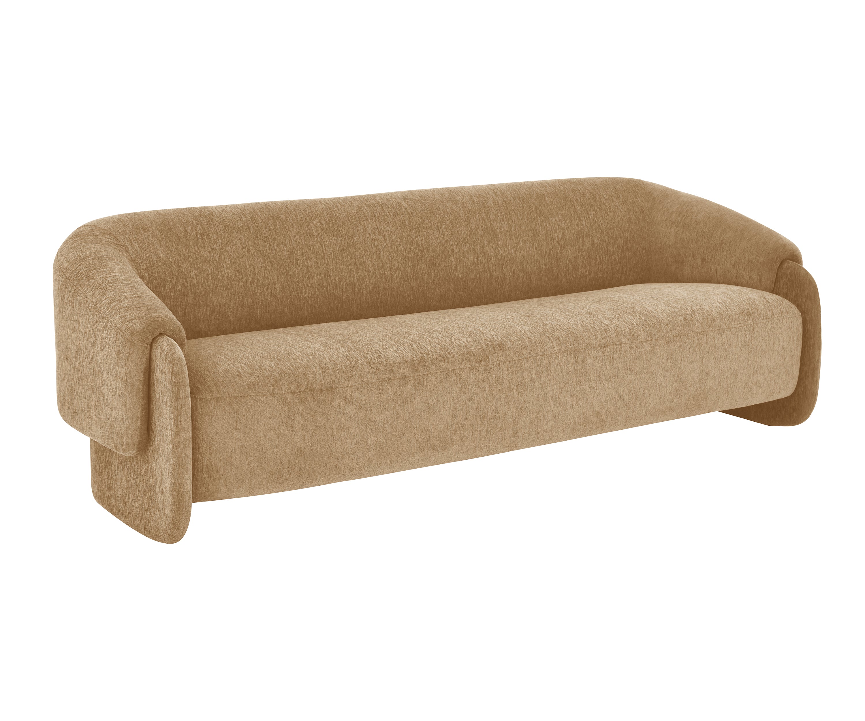 Camel Chenille Curved Seater Sofa