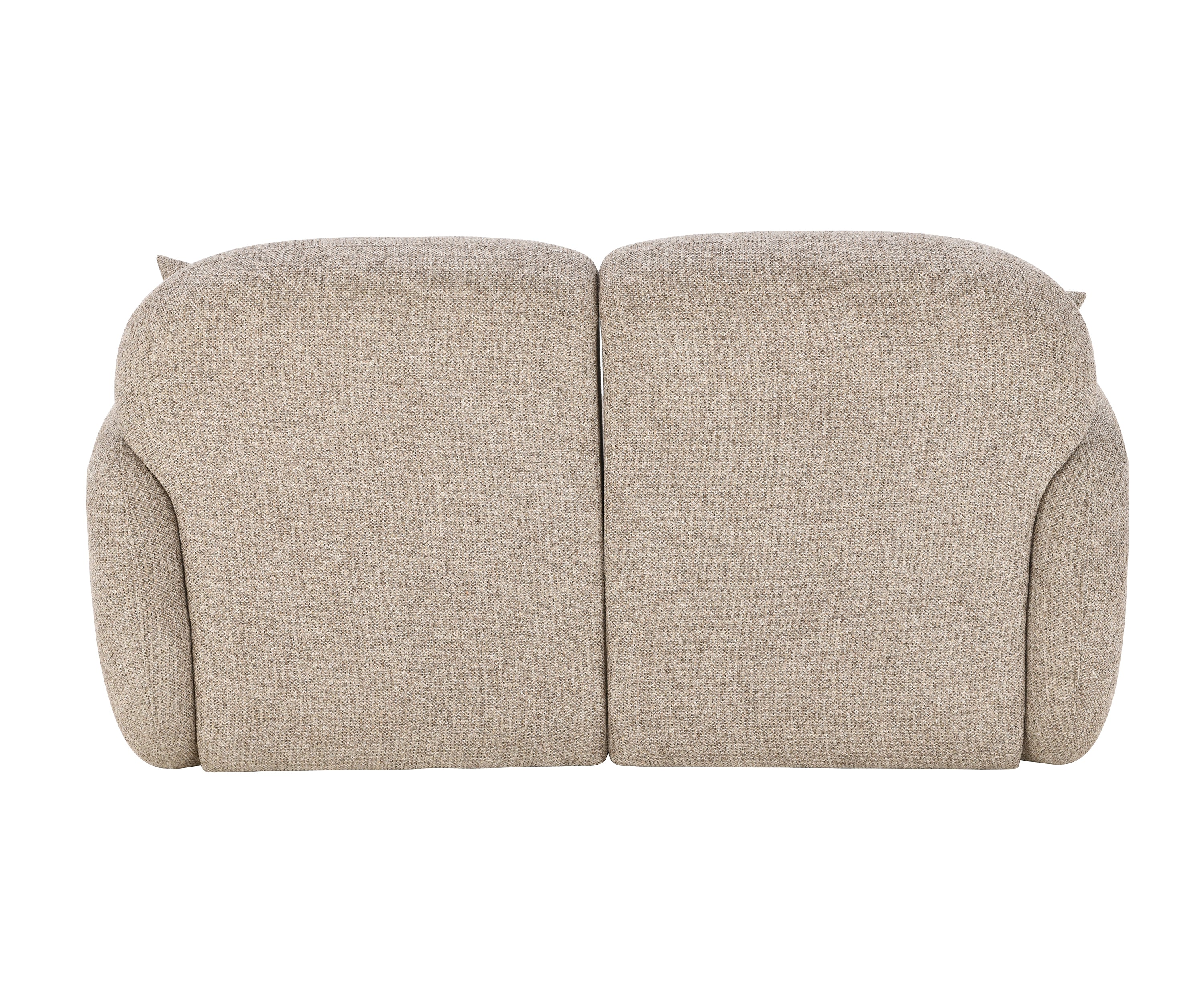 Sand Beige Linen 2-Seater Sofa with Puffy Rounded Arms & Scatter Cushions