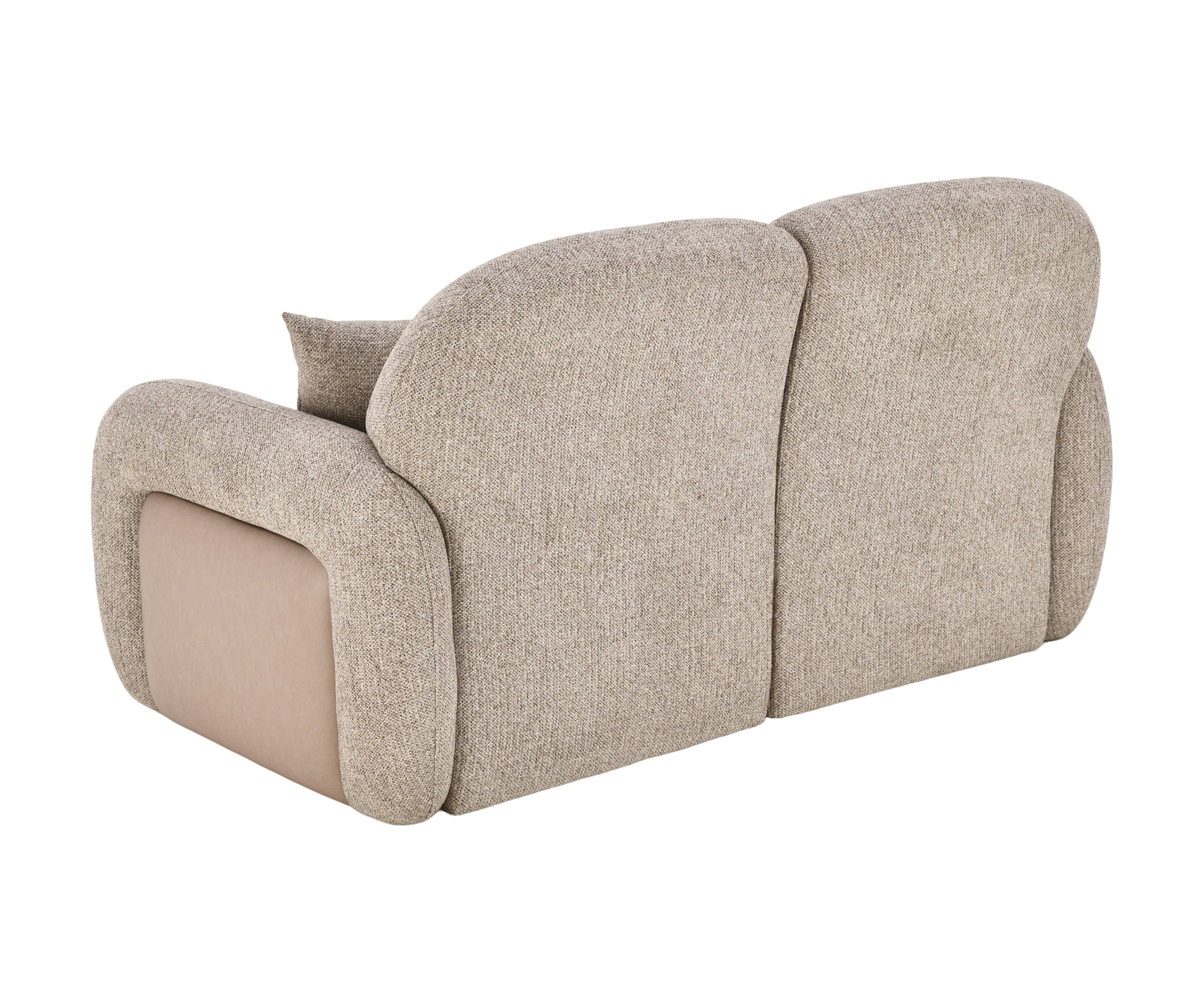 Sand Beige Linen 2-Seater Sofa with Puffy Rounded Arms & Scatter Cushions