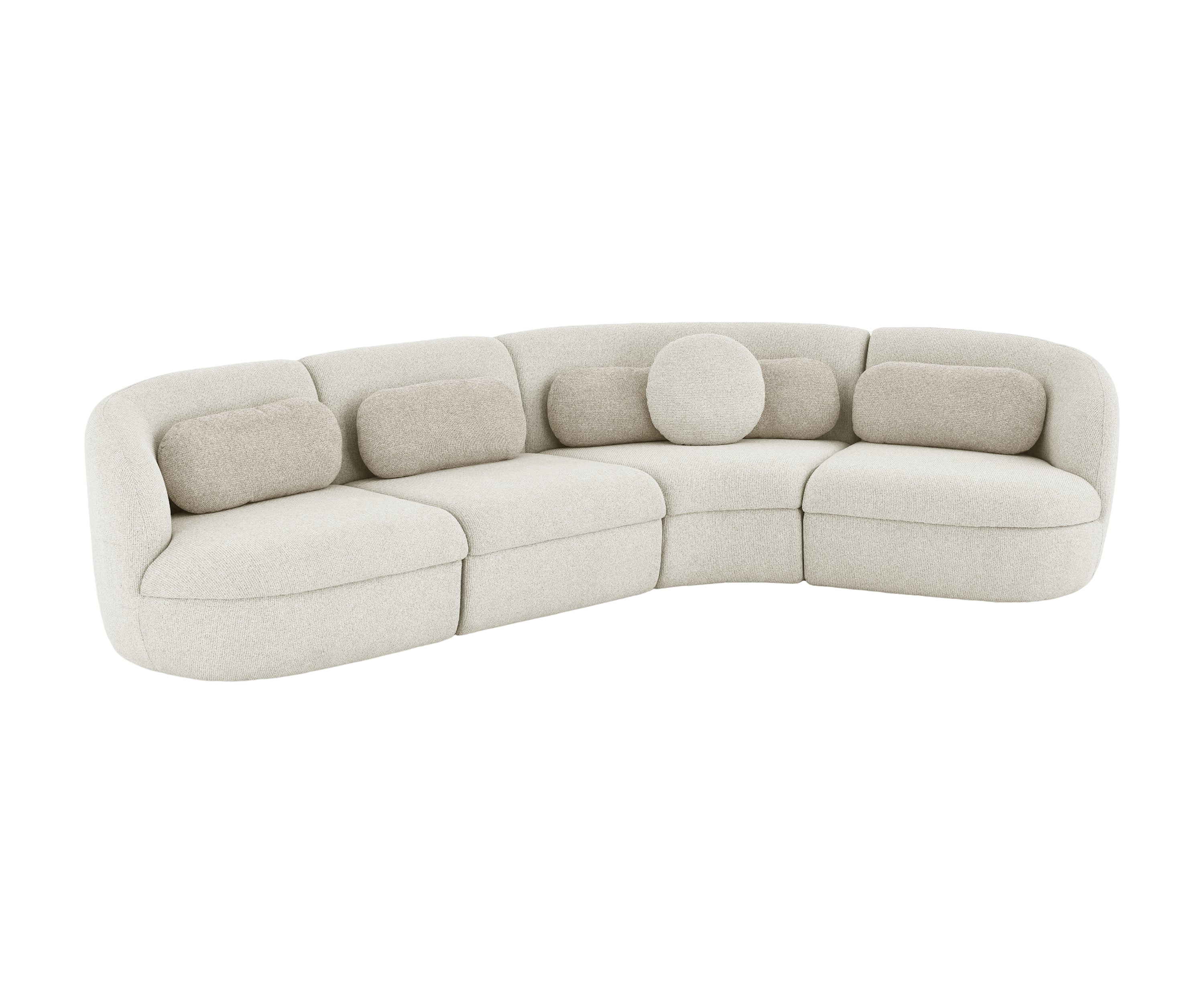 Off-White Curved Linen Sectional Sofa