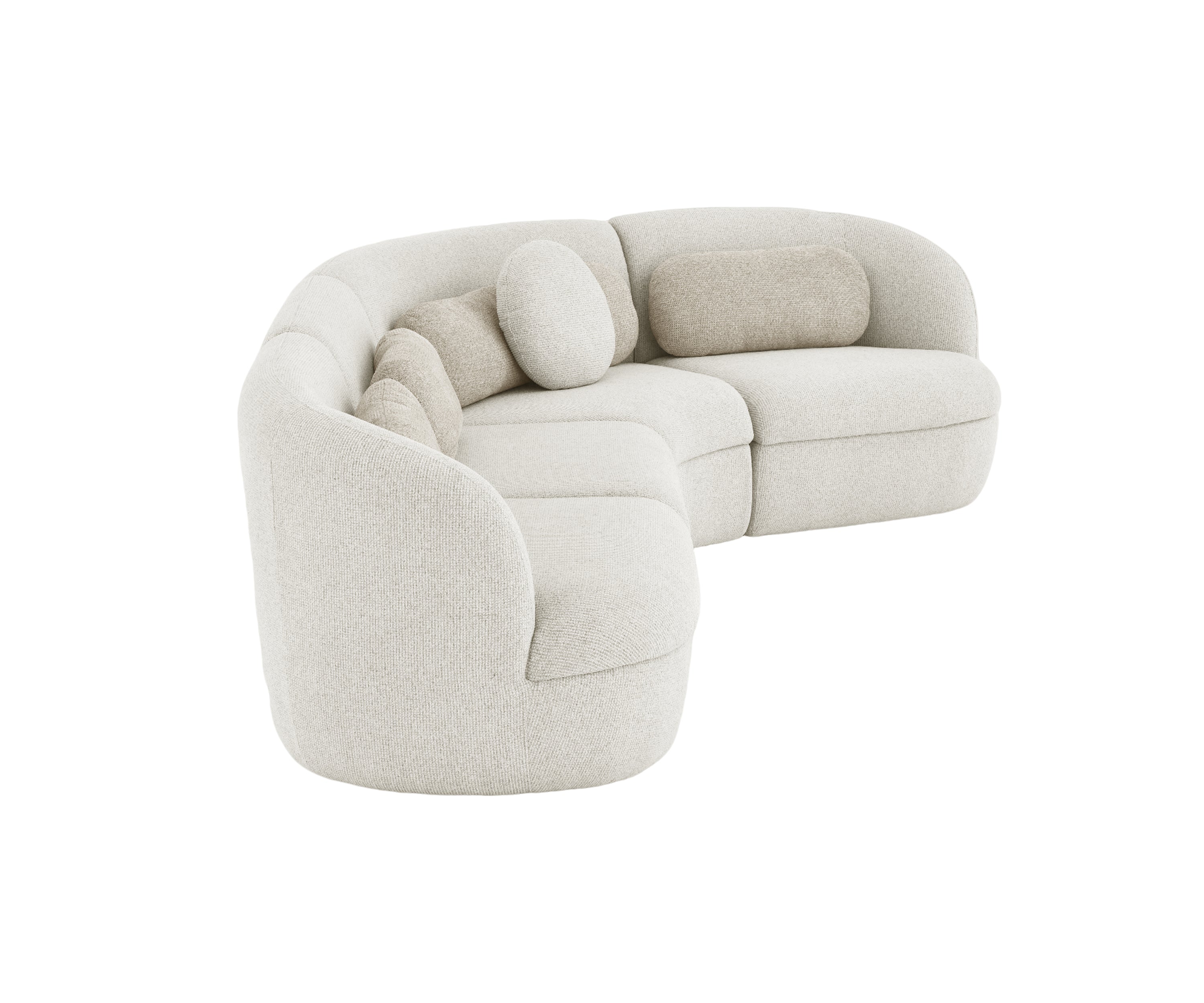 Off-White Curved Linen Sectional Sofa