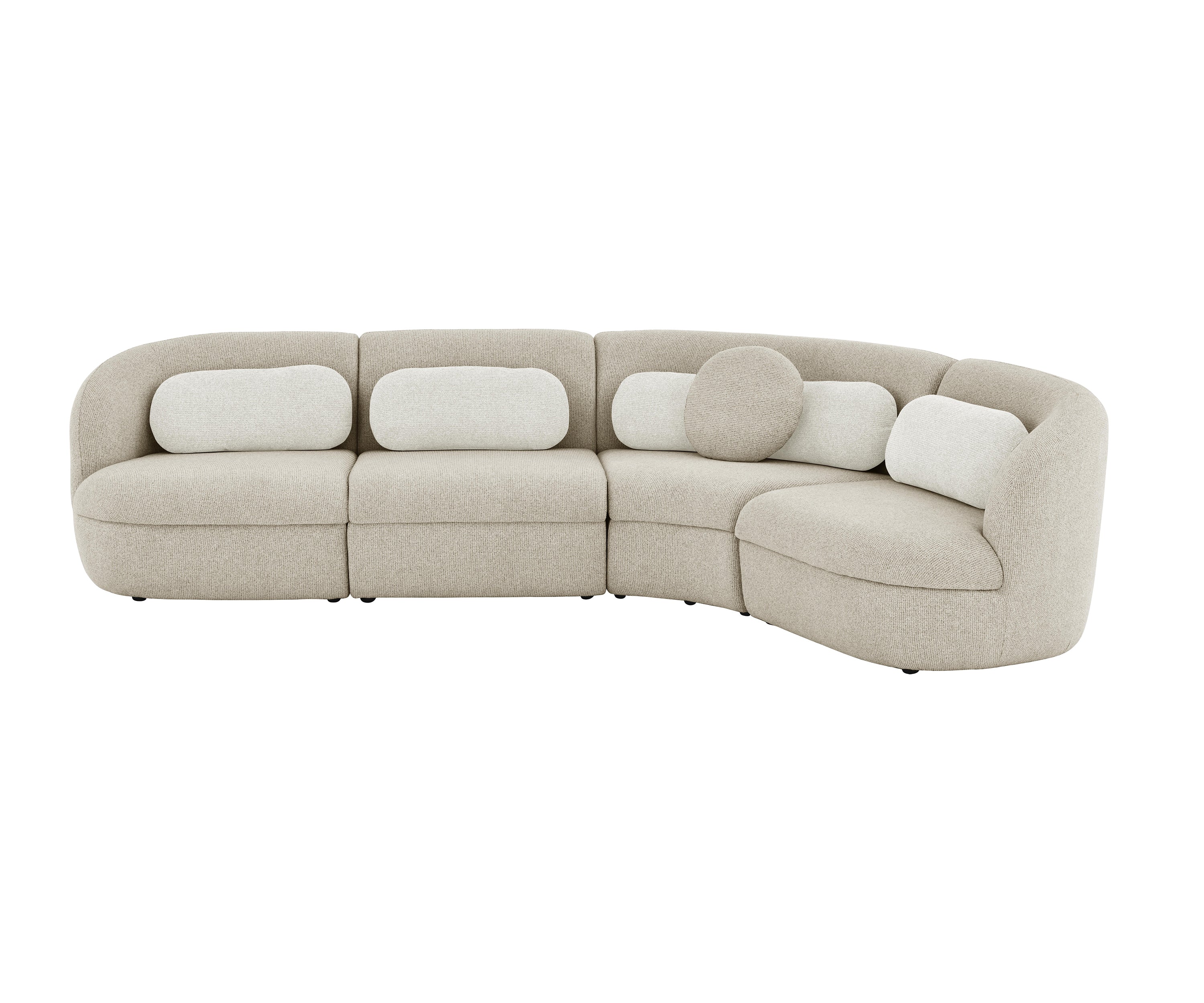 Beige Curved Linen Sectional Sofa