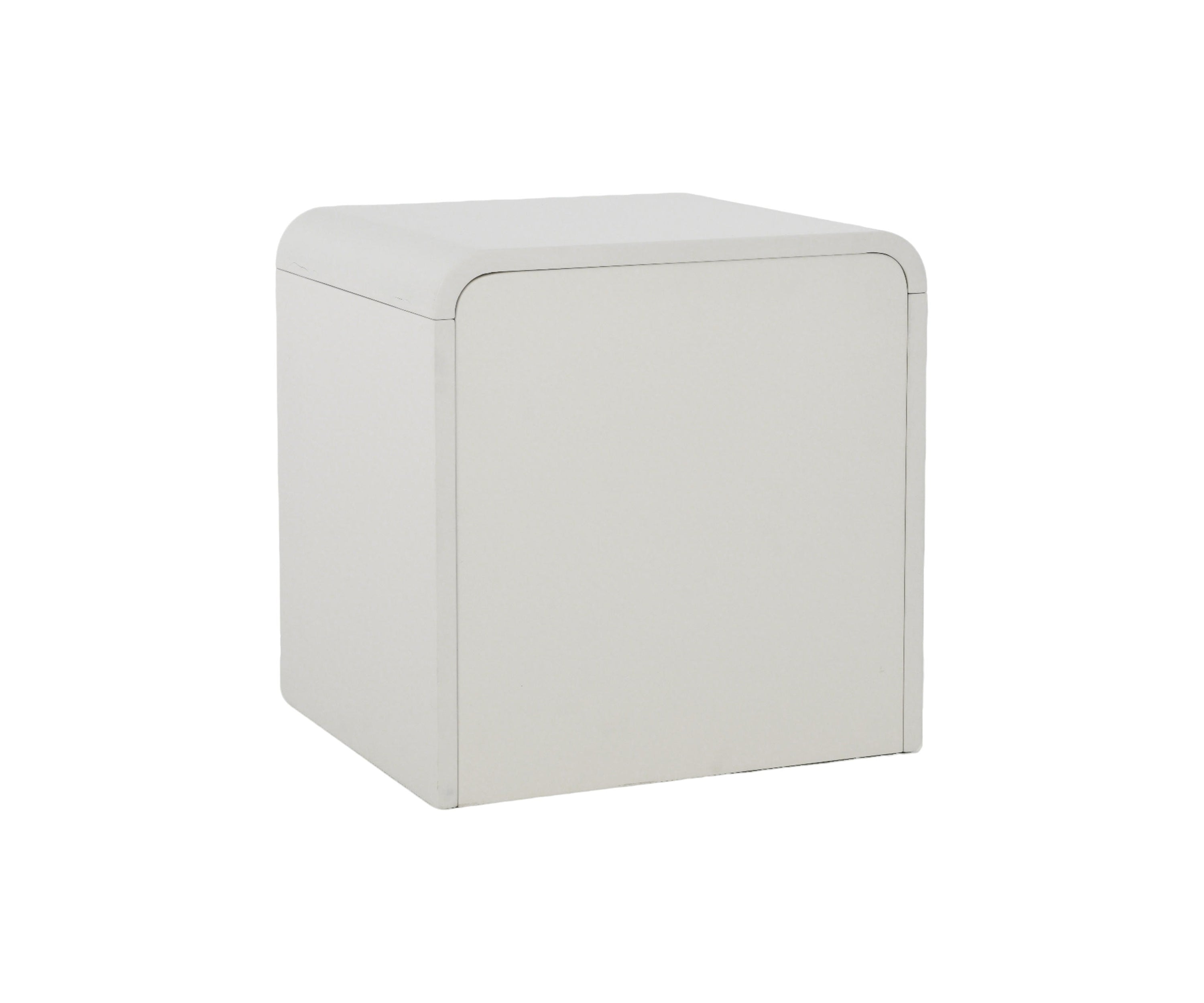 Modern Matte White Curved 2-Drawer Bedside Table