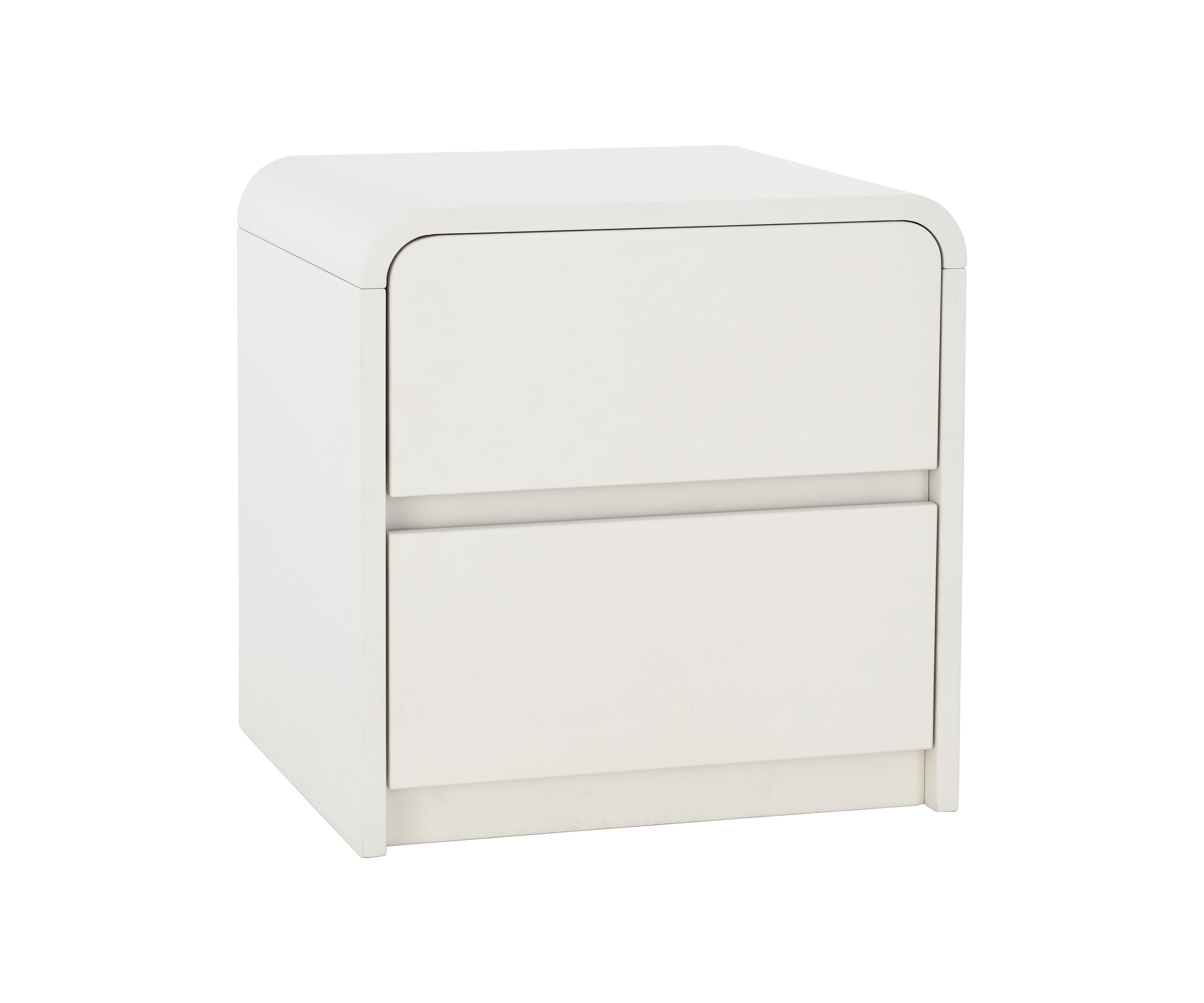 Modern Matte White Curved 2-Drawer Bedside Table